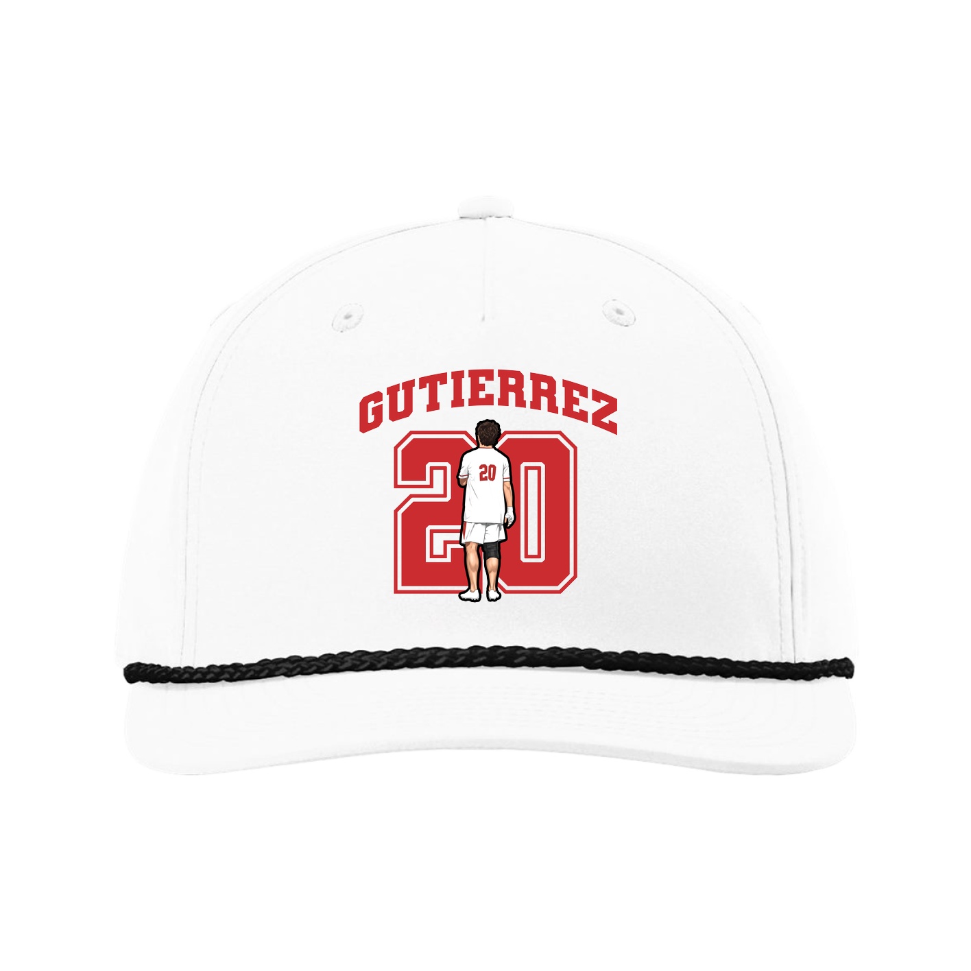 Five-Panel Classic Rope Cap — Number in White