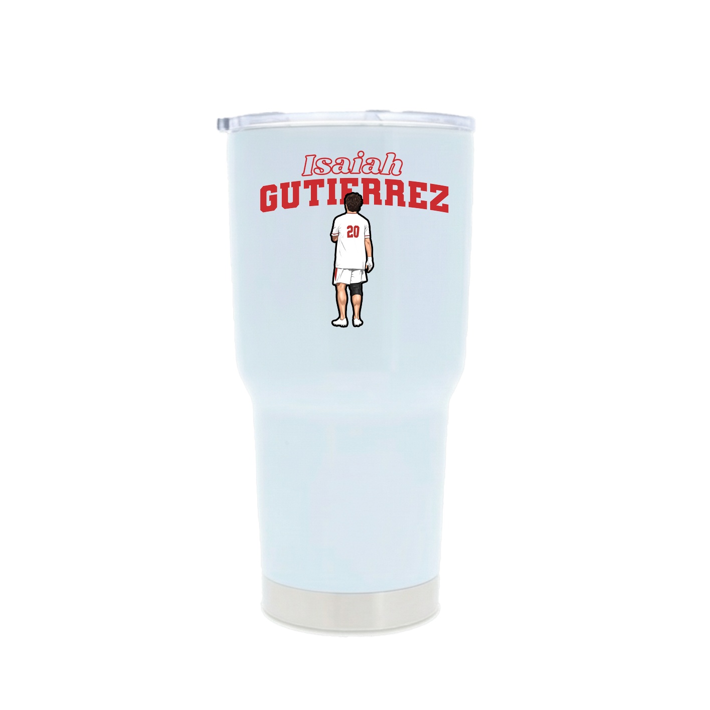 30oz Stainless Steel Tumbler — Name Arch in White