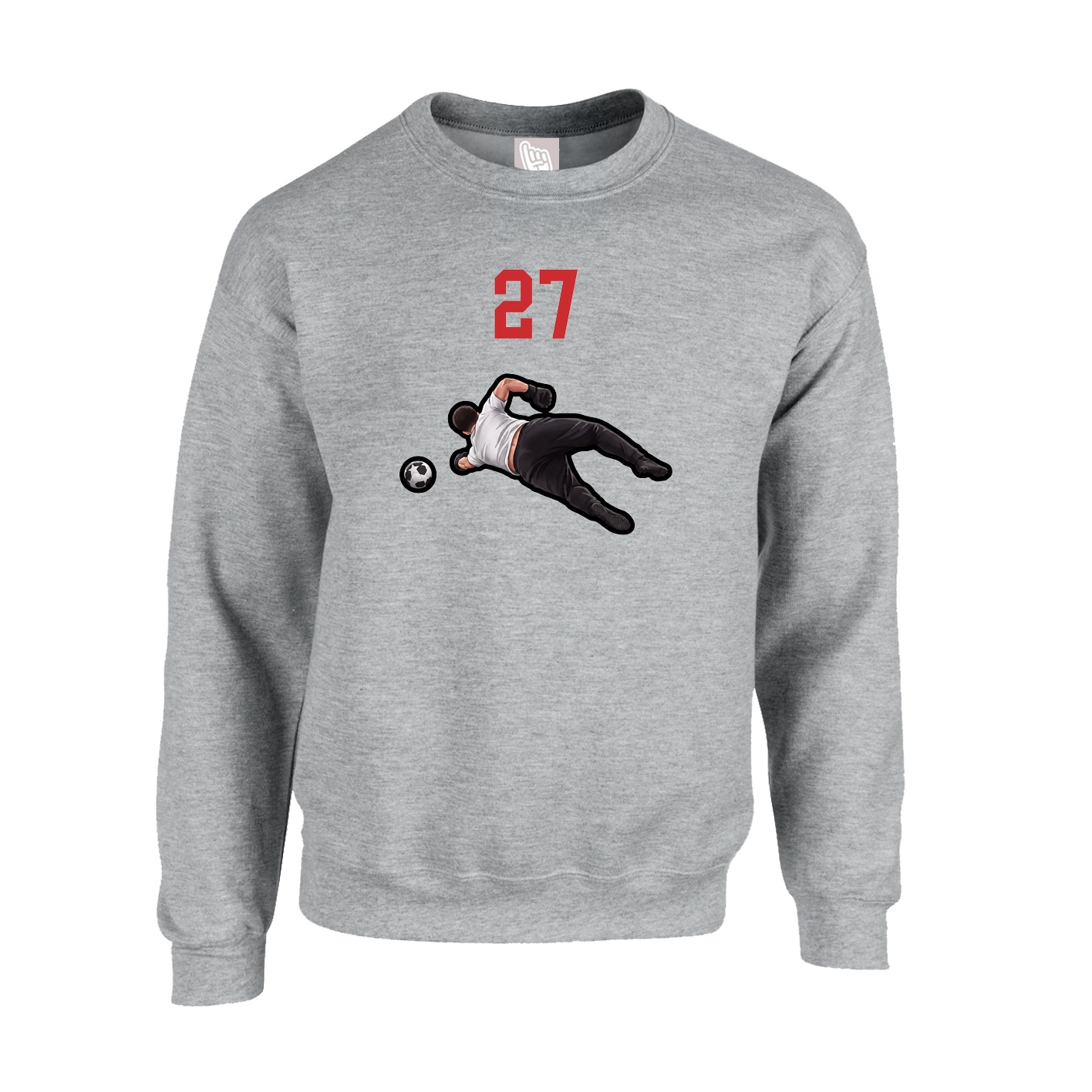 Fleece Crew — Number Top in Grey