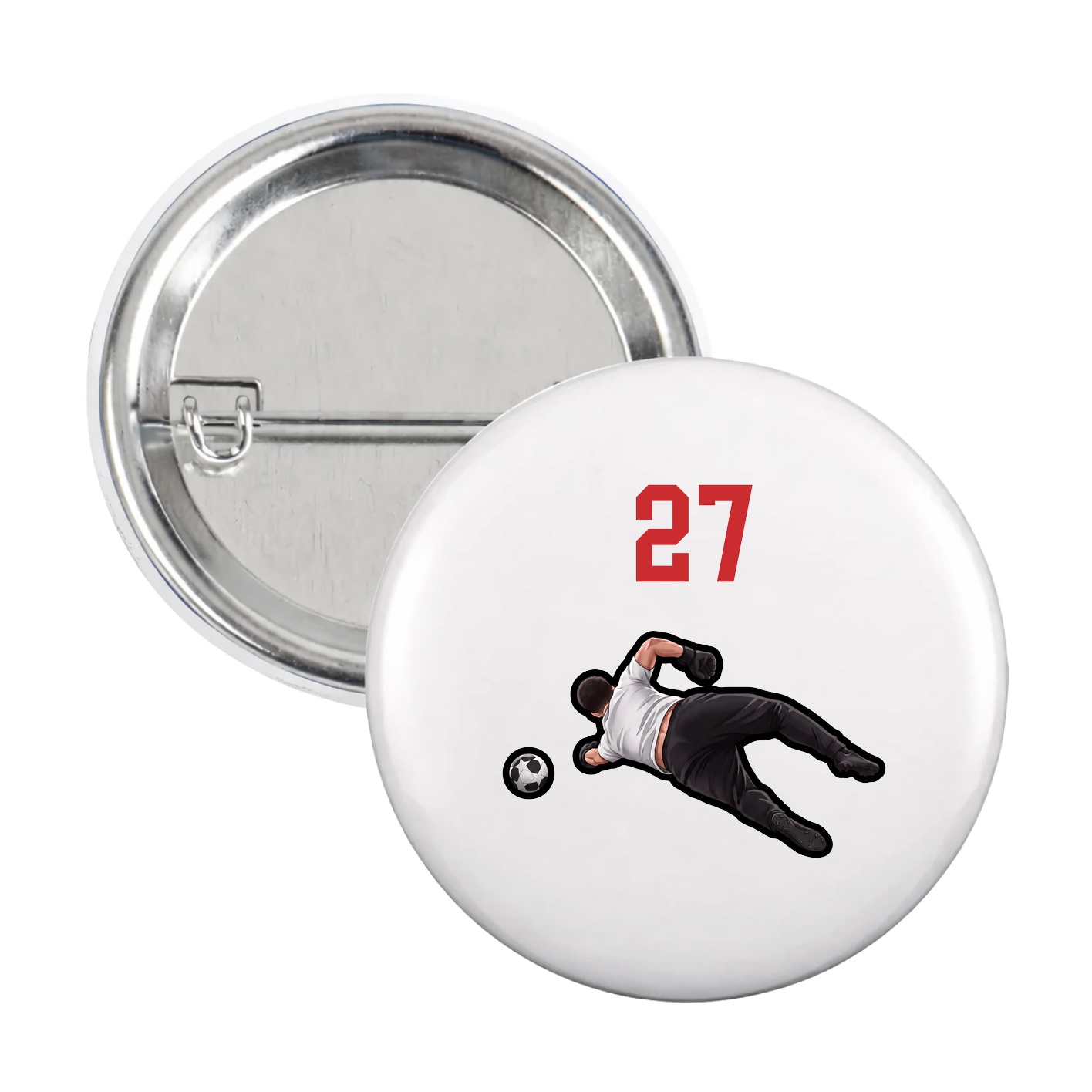 Game Day Button — Number Top in White