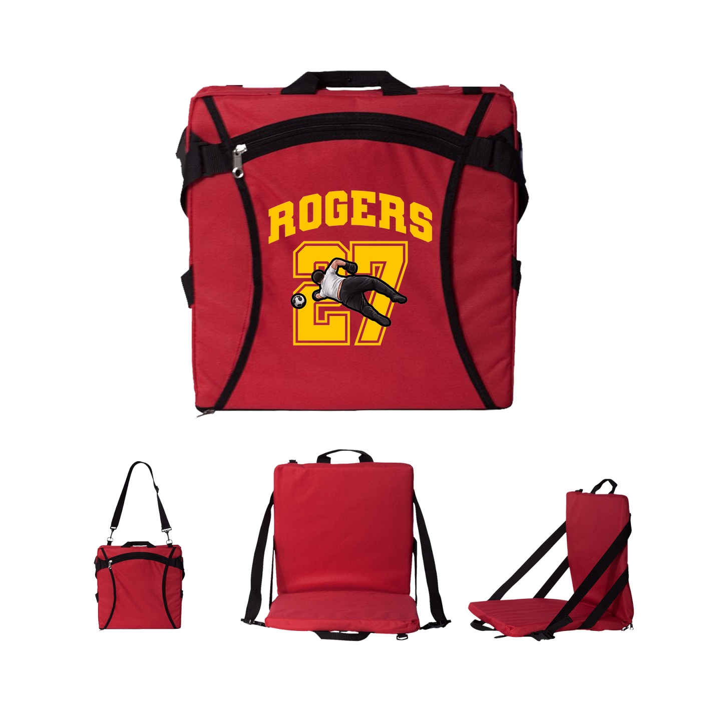 Folding Stadium Seat — Number in Red