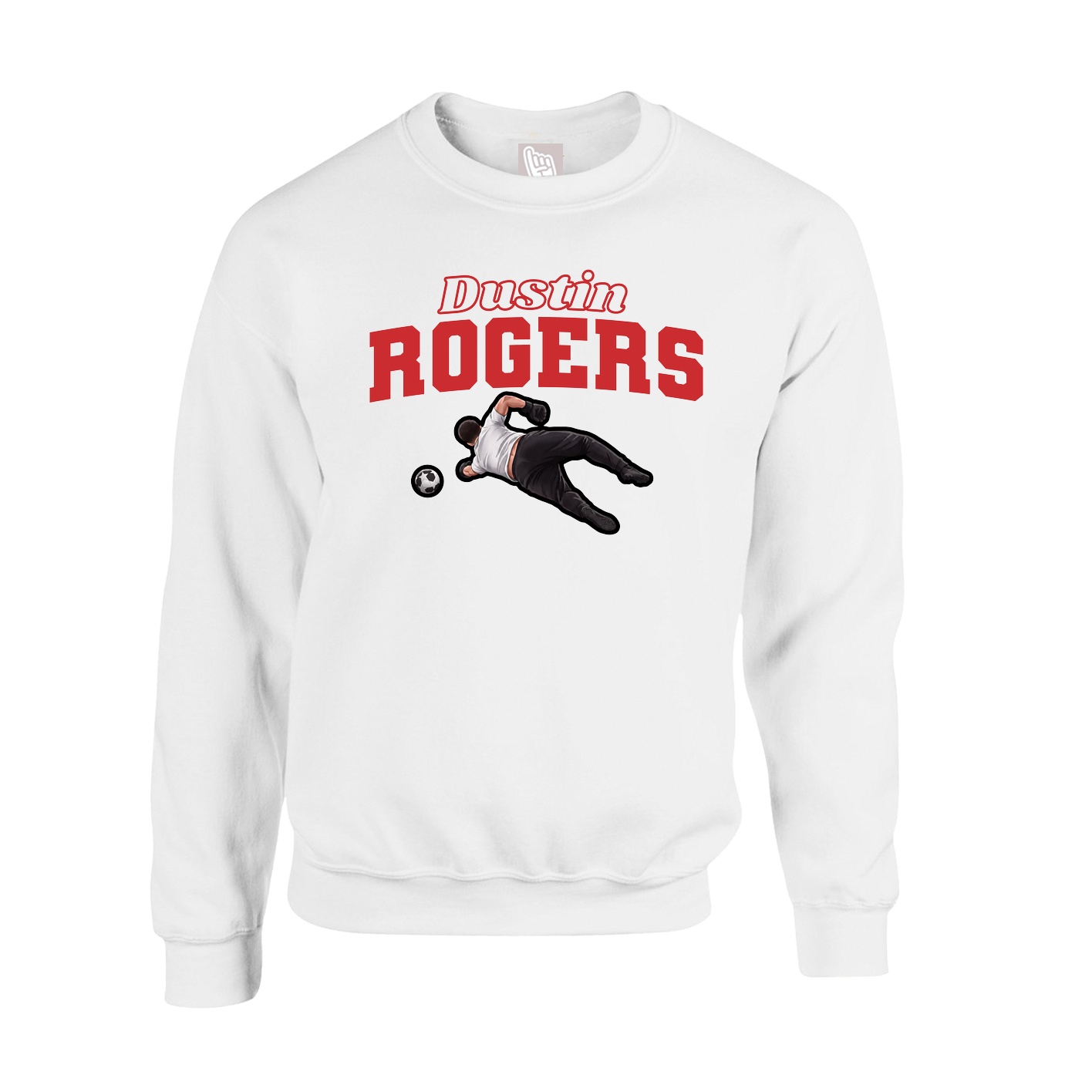 Fleece Crew — Name Arch in White