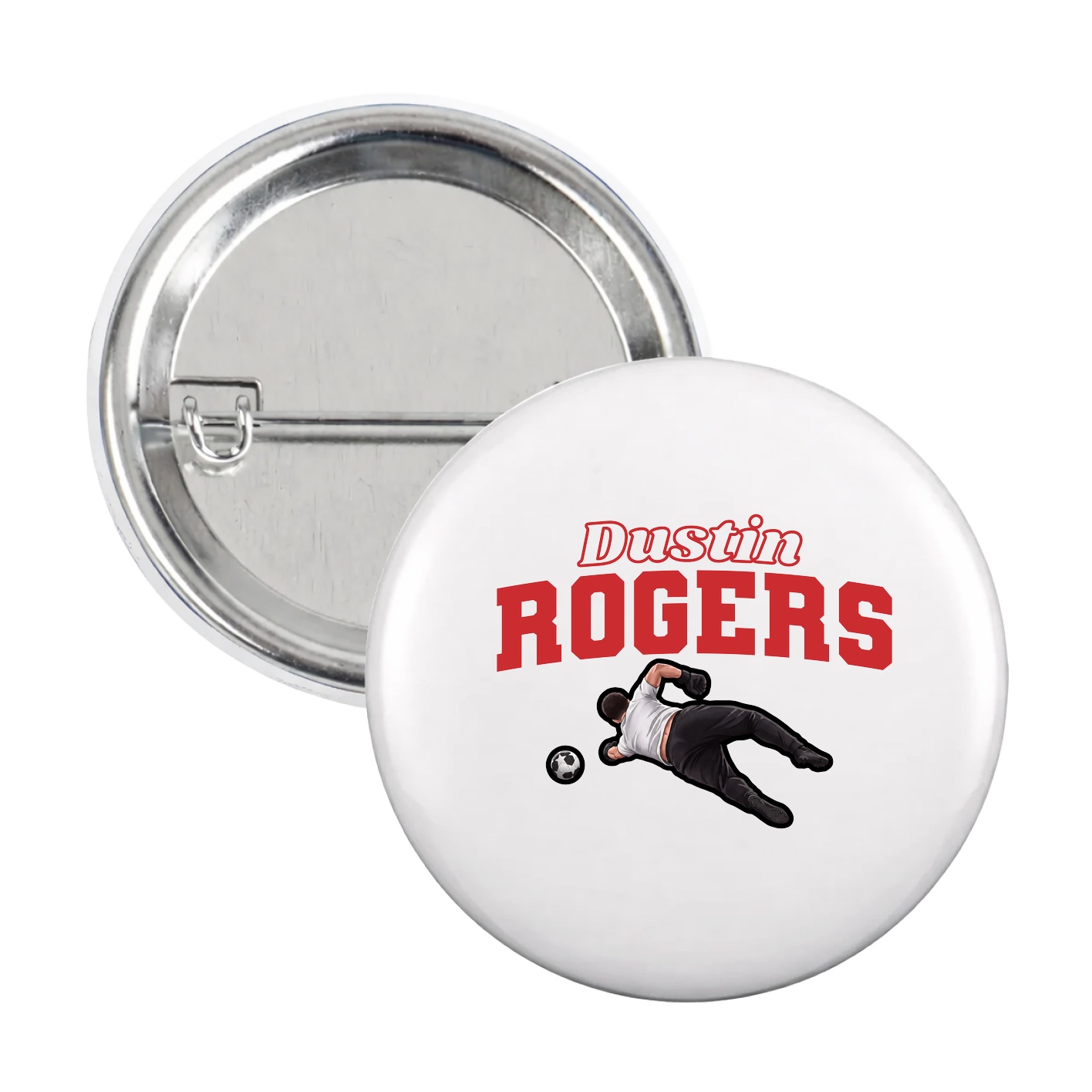 Game Day Button — Name Arch in White
