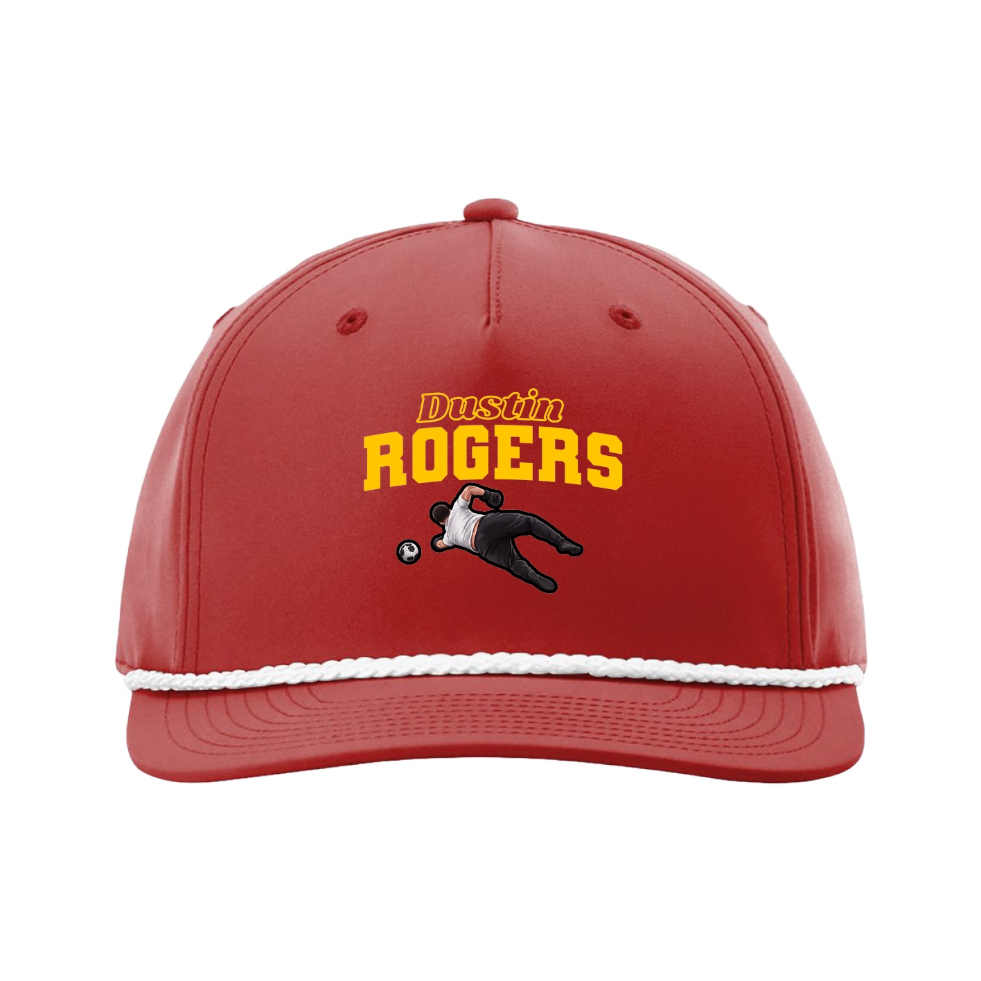 Five-Panel Classic Rope Cap — Name Arch in Red