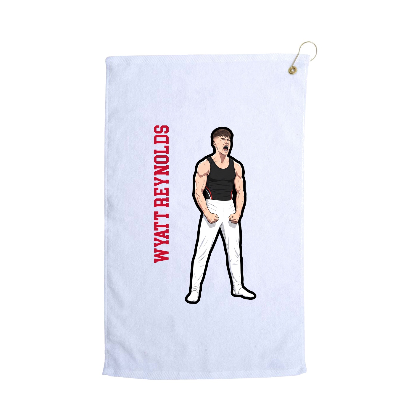 Golf Towel — Name Vertical in White