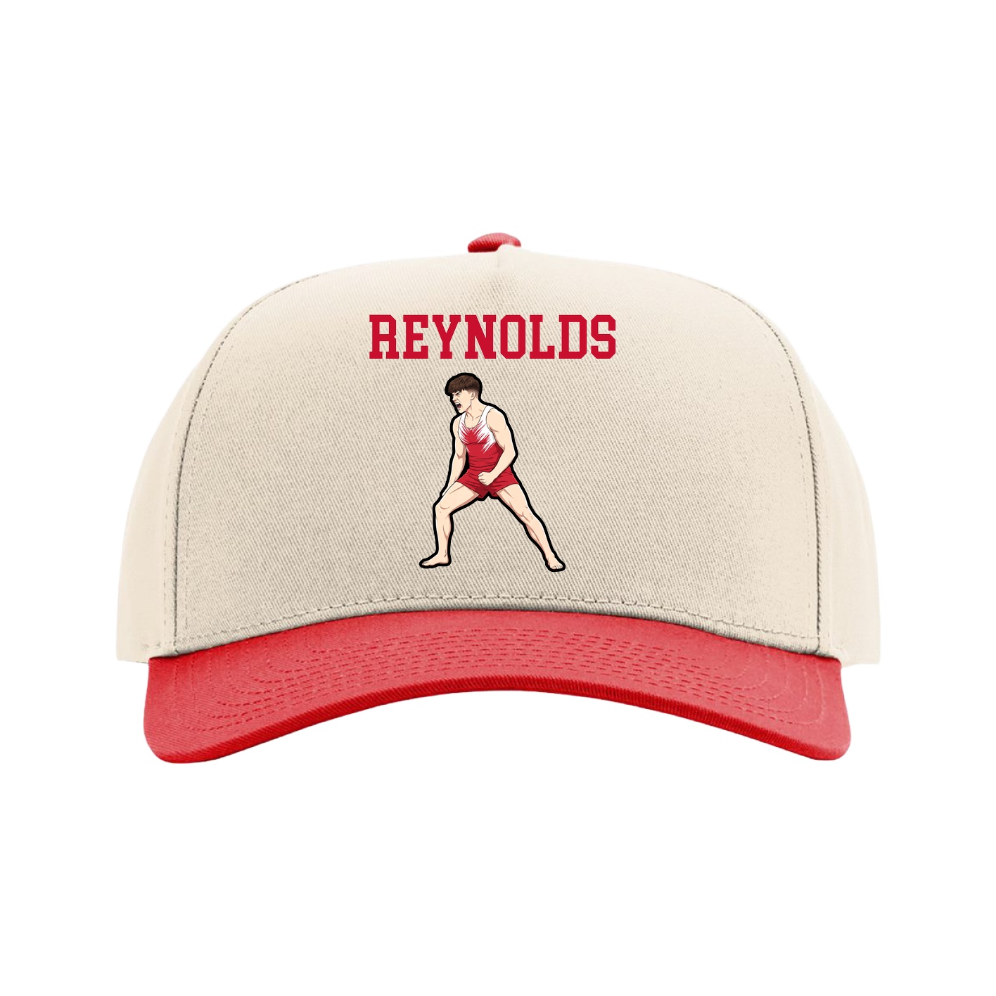 Full Fabric Five-Panel Champ Cap — Shirsey in Cream/Red