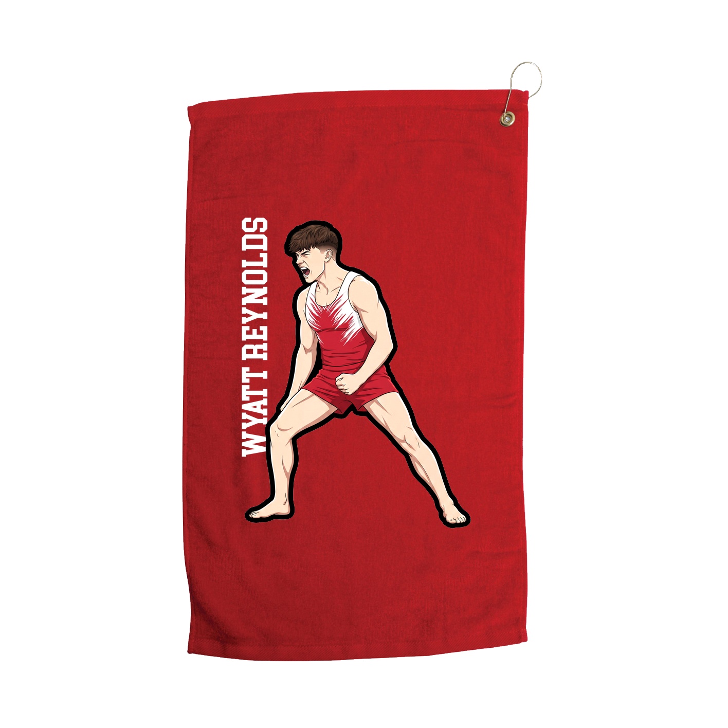 Golf Towel — Name Vertical in Red