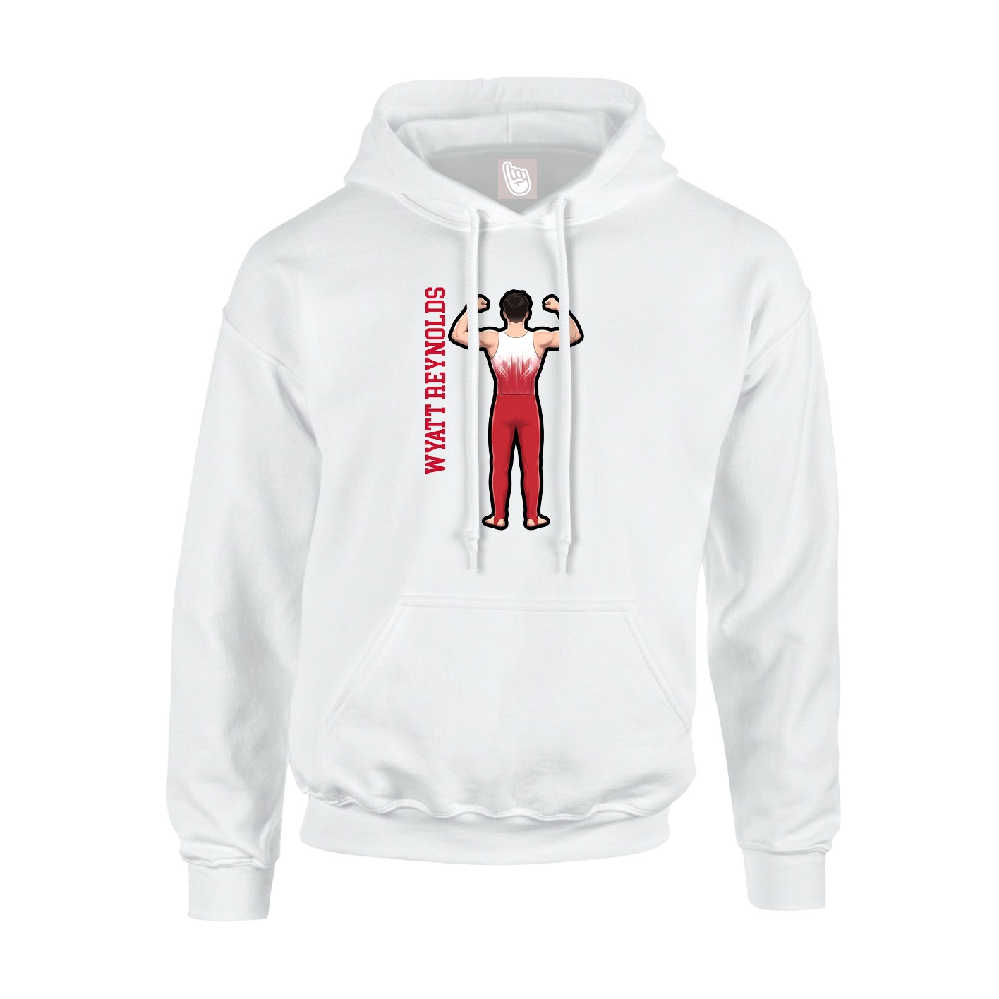 Youth Hoodie — Name Vertical in White