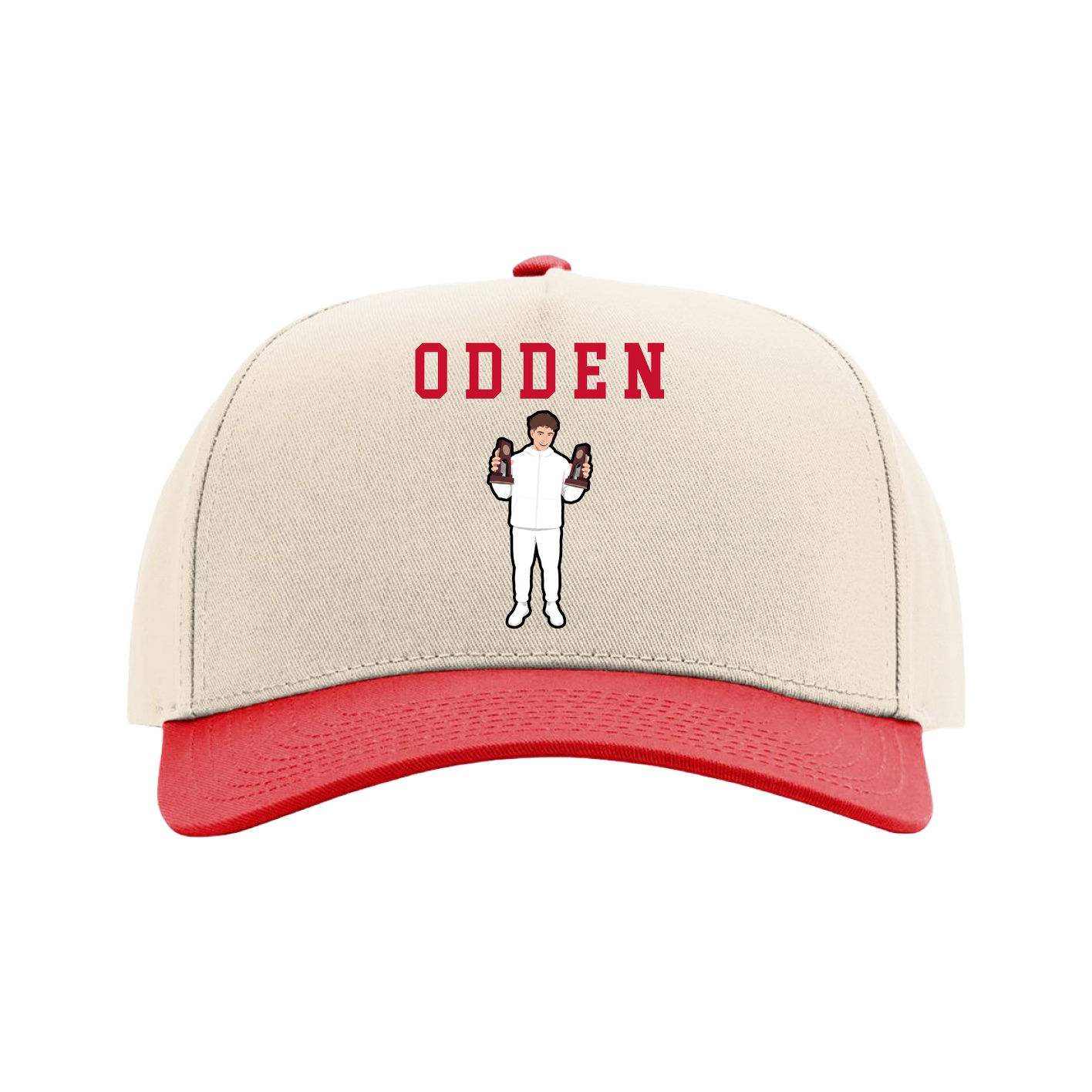 Full Fabric Five-Panel Champ Cap — Shirsey in Cream/Red