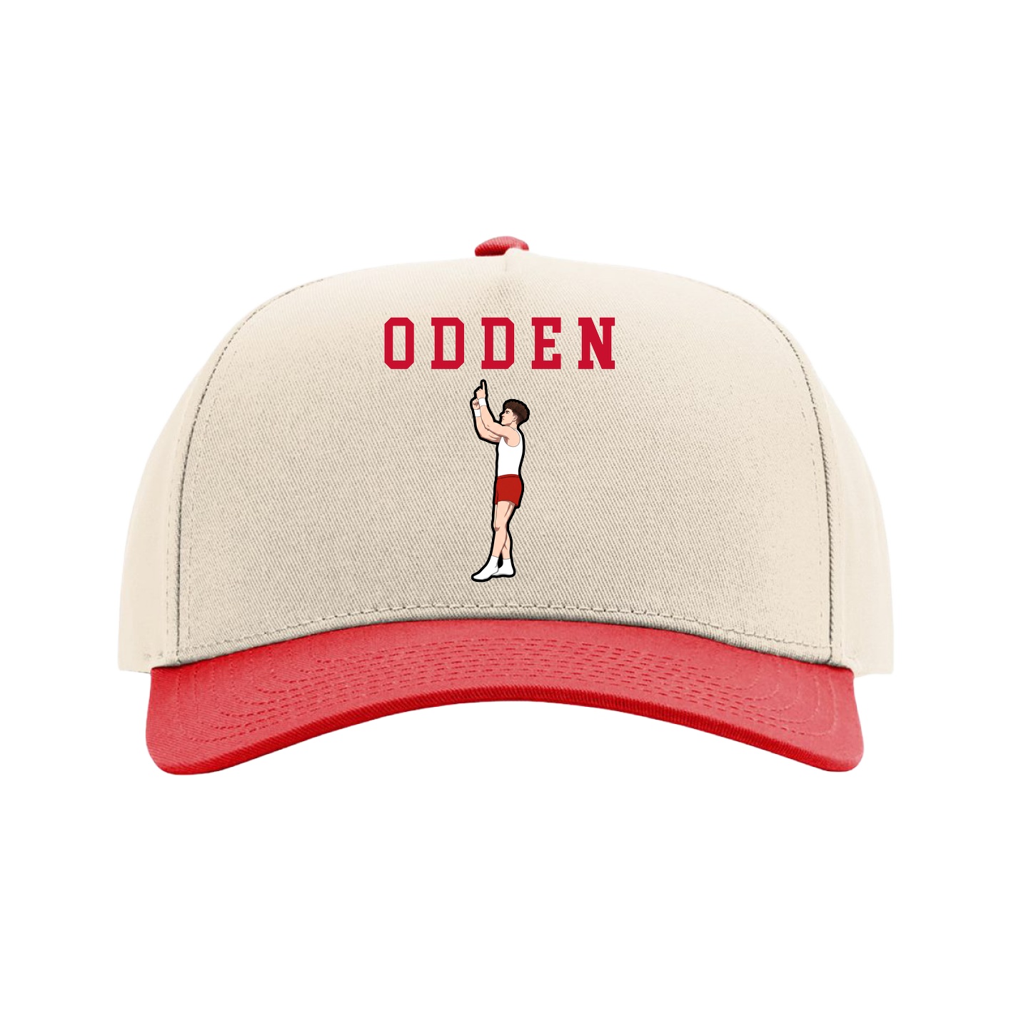 Full Fabric Five-Panel Champ Cap — Shirsey in Cream/Red