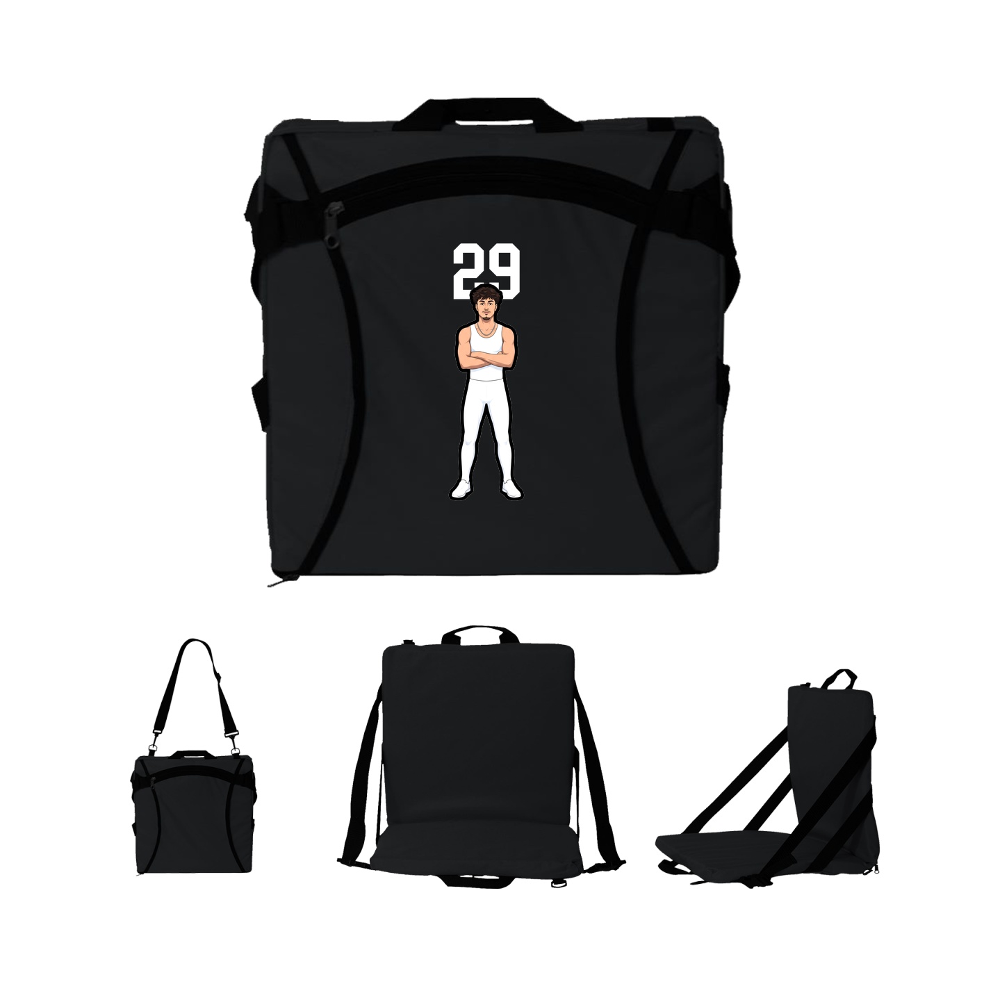 Folding Stadium Seat — Number Top in Black