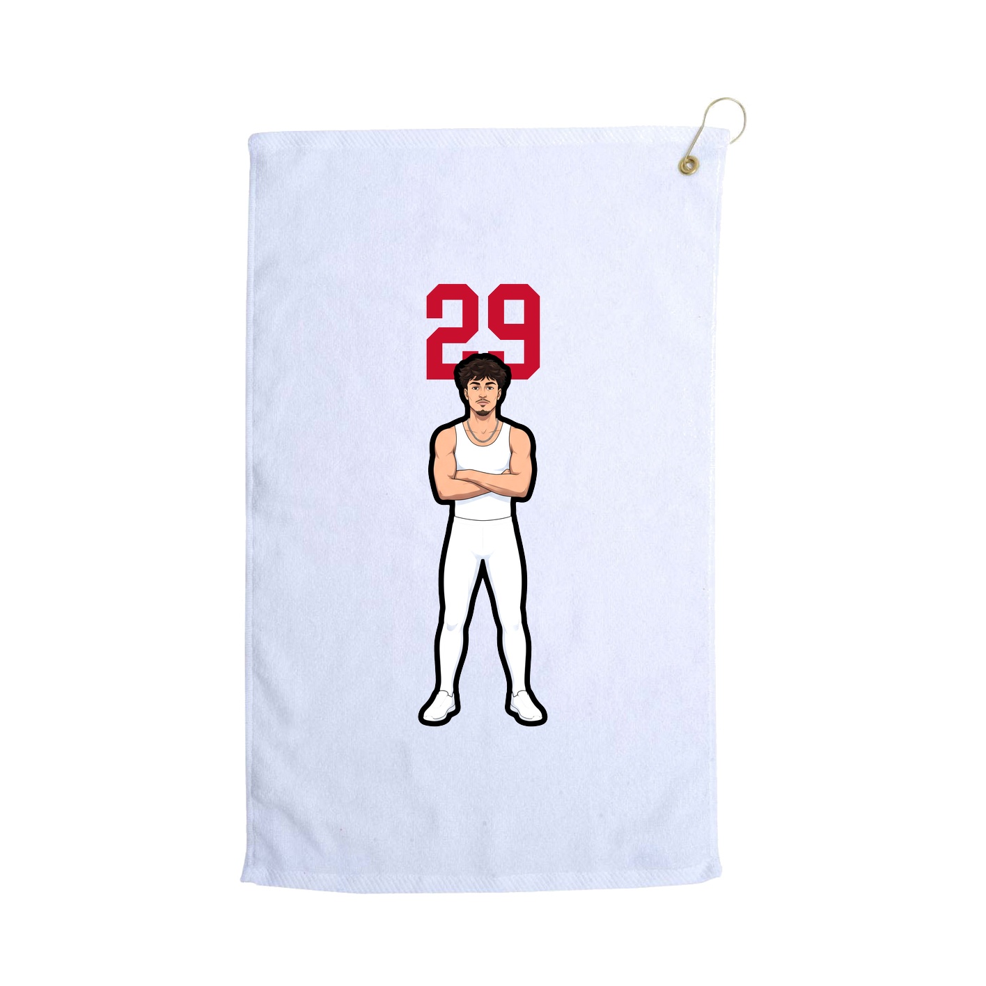 Golf Towel — Number Top in White