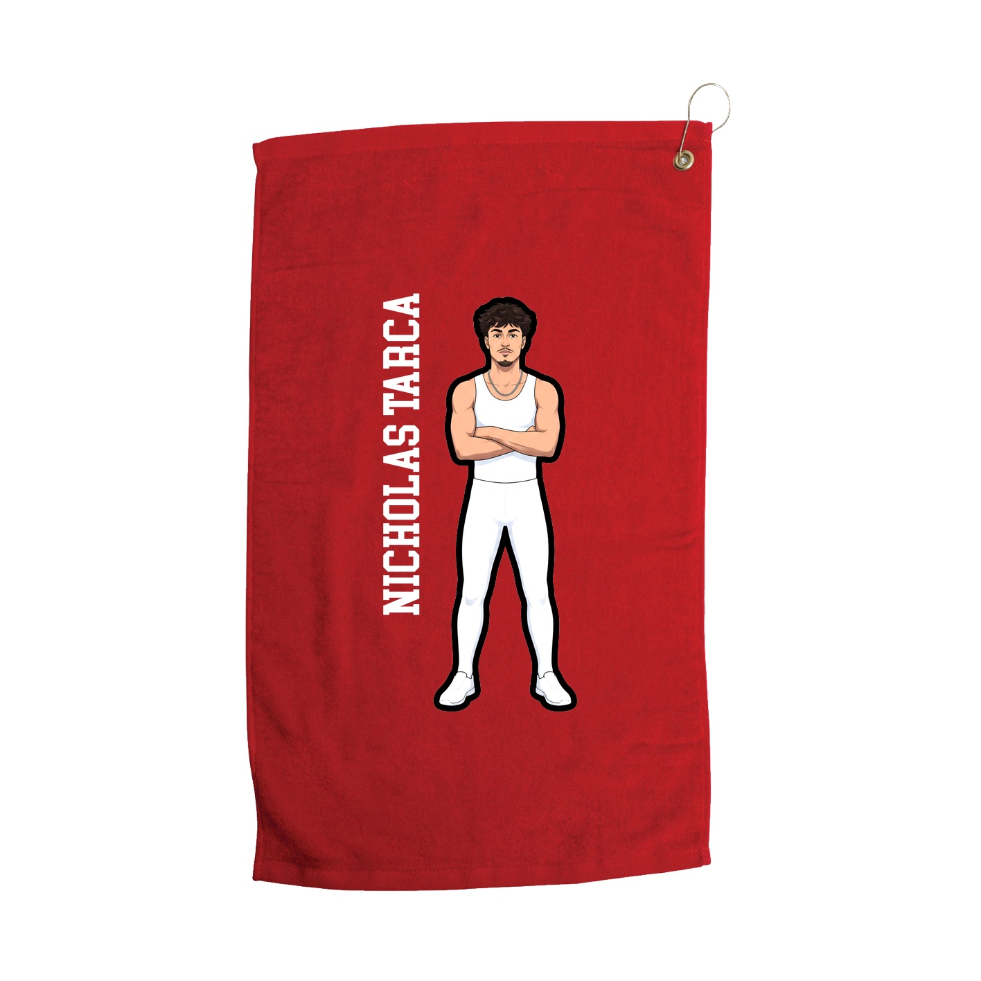 Golf Towel — Name Vertical in Red