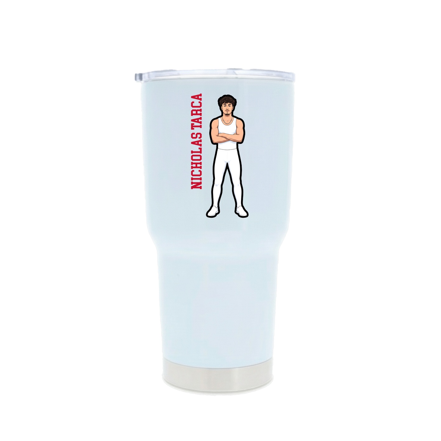 30oz Stainless Steel Tumbler — Name Vertical in White