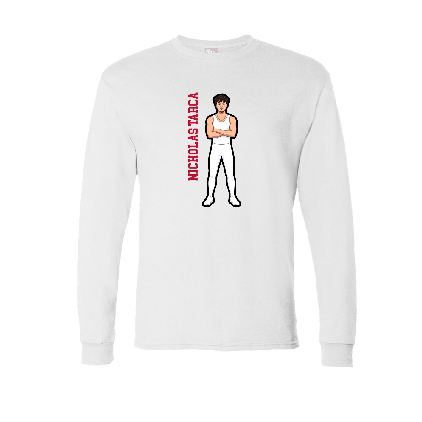 Long Sleeve Tee — Name Vertical in White