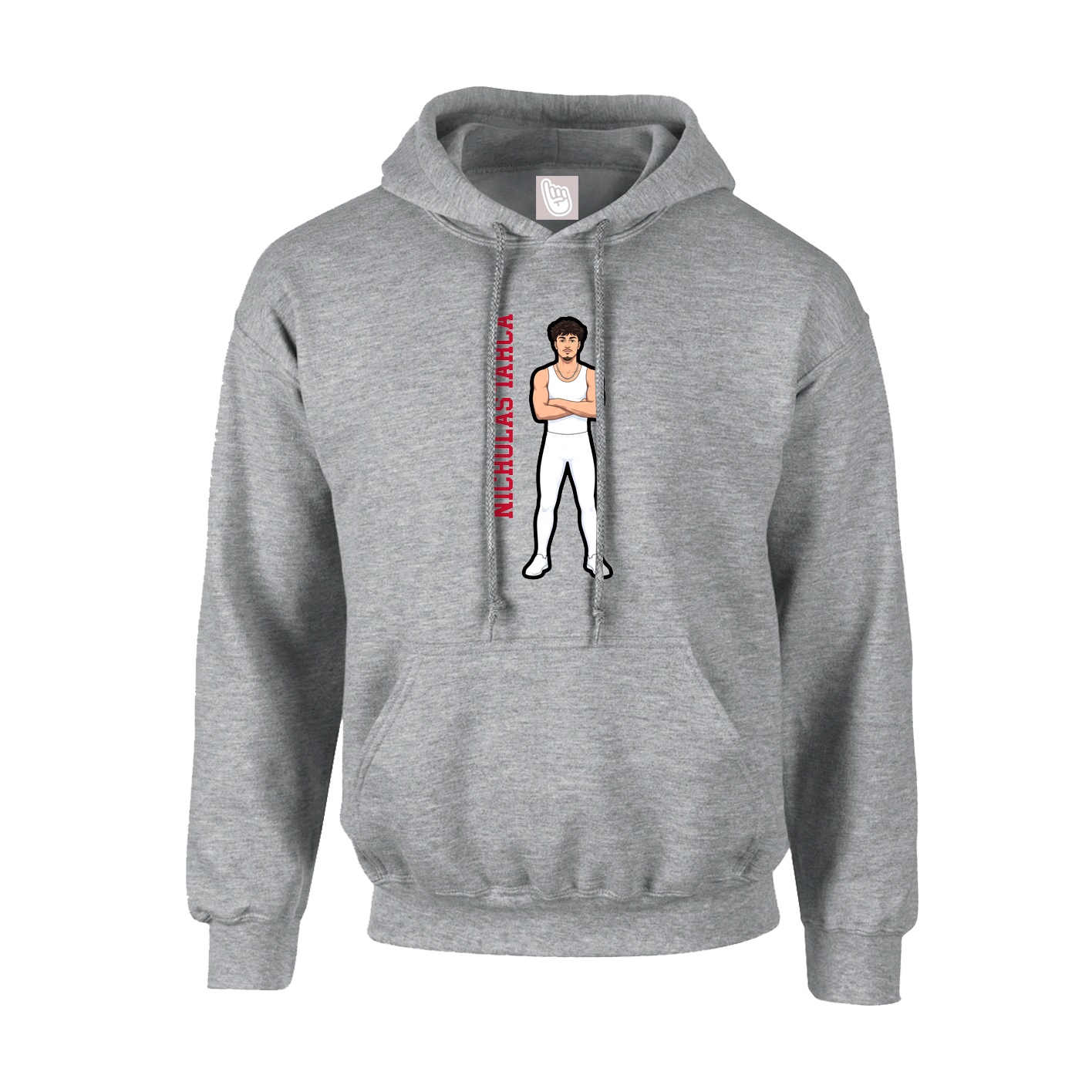 Hoodie — Name Vertical in Grey