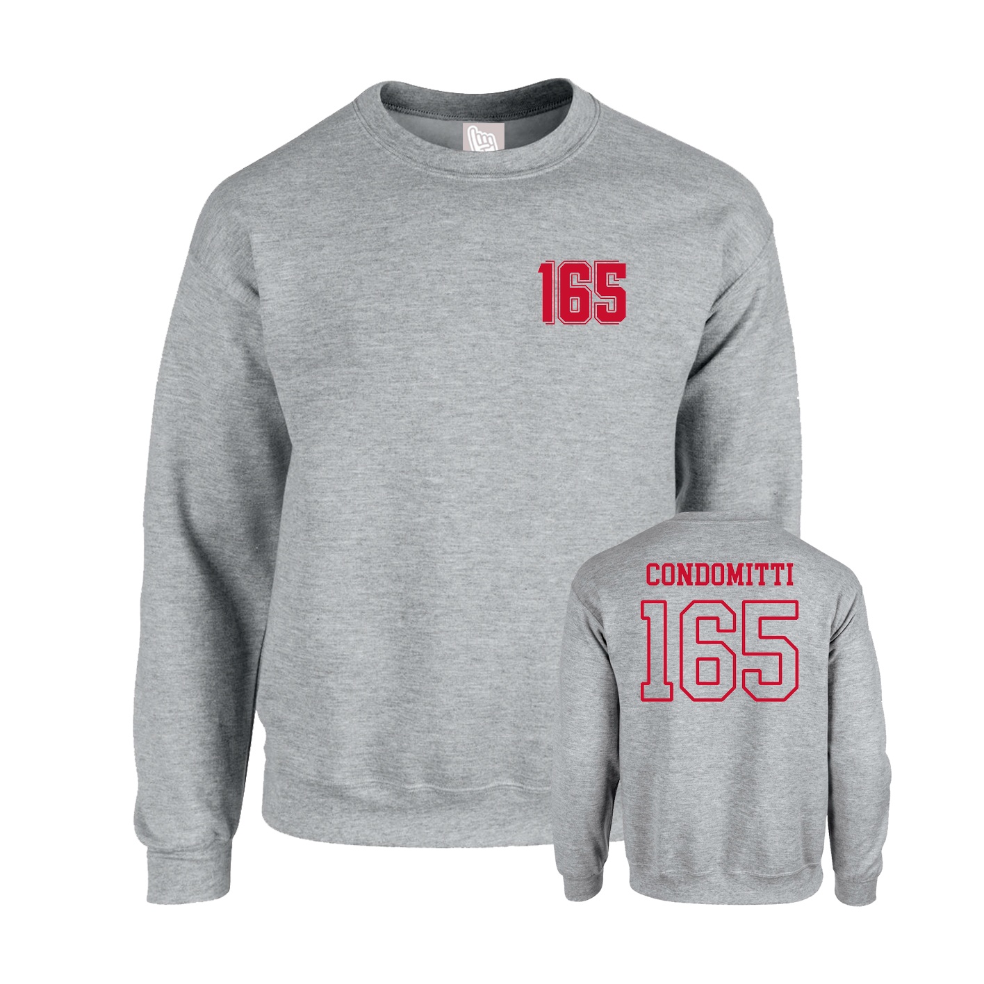 Fleece Crew — Chest Back in Grey