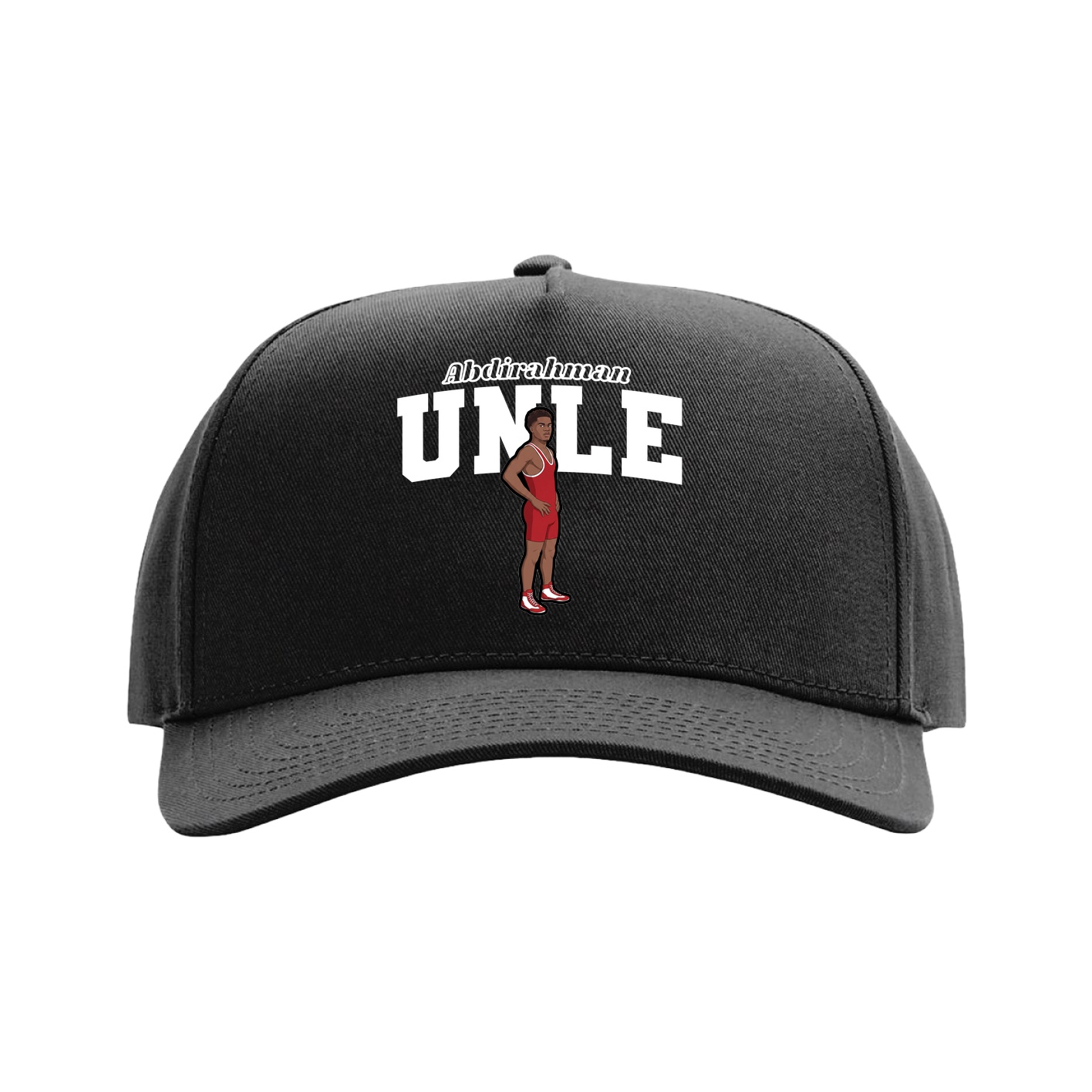 Full Fabric Five-Panel Champ Cap — Name Arch in Black