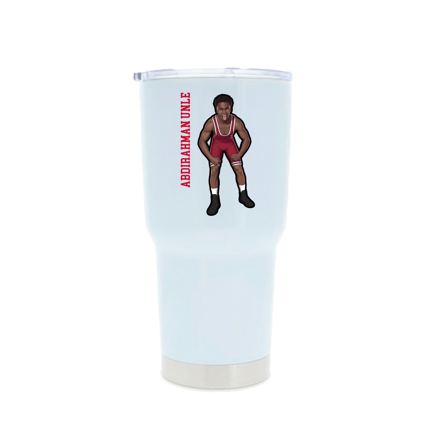 30oz Stainless Steel Tumbler — Name Vertical in White