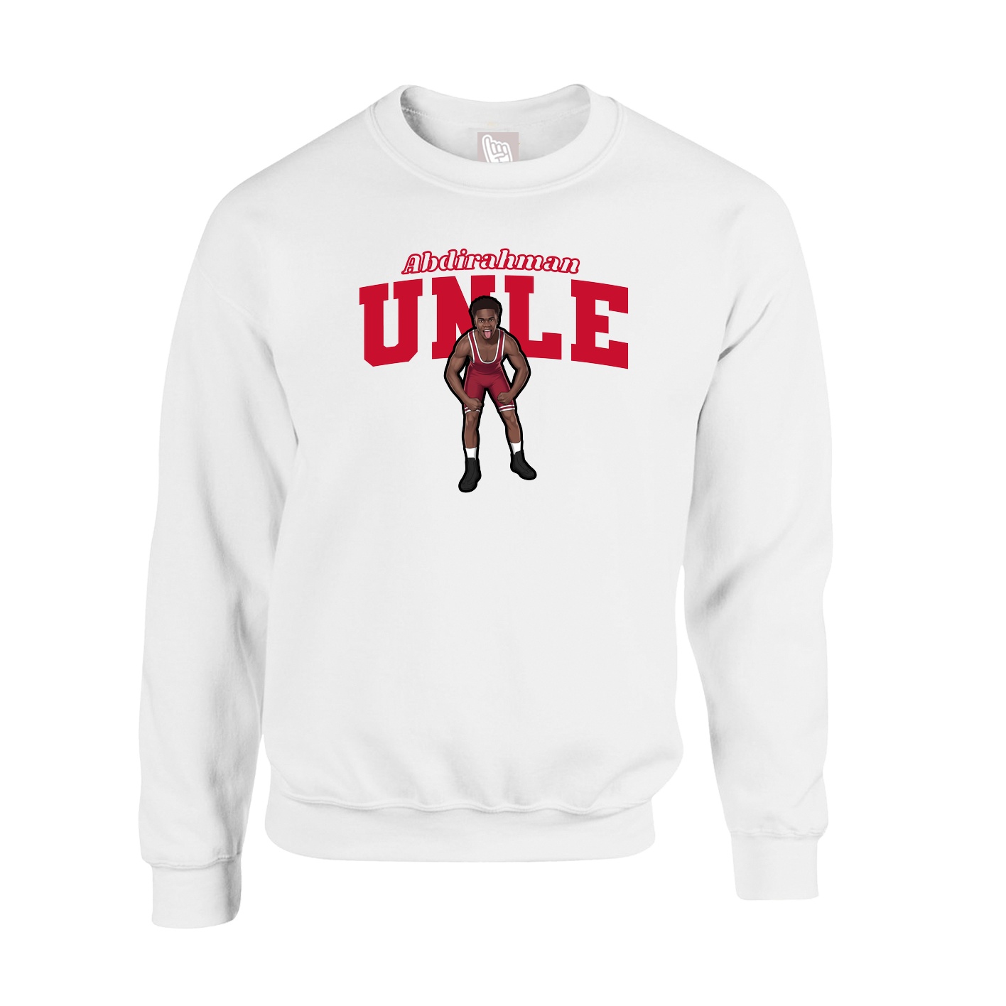Fleece Crew — Name Arch in White