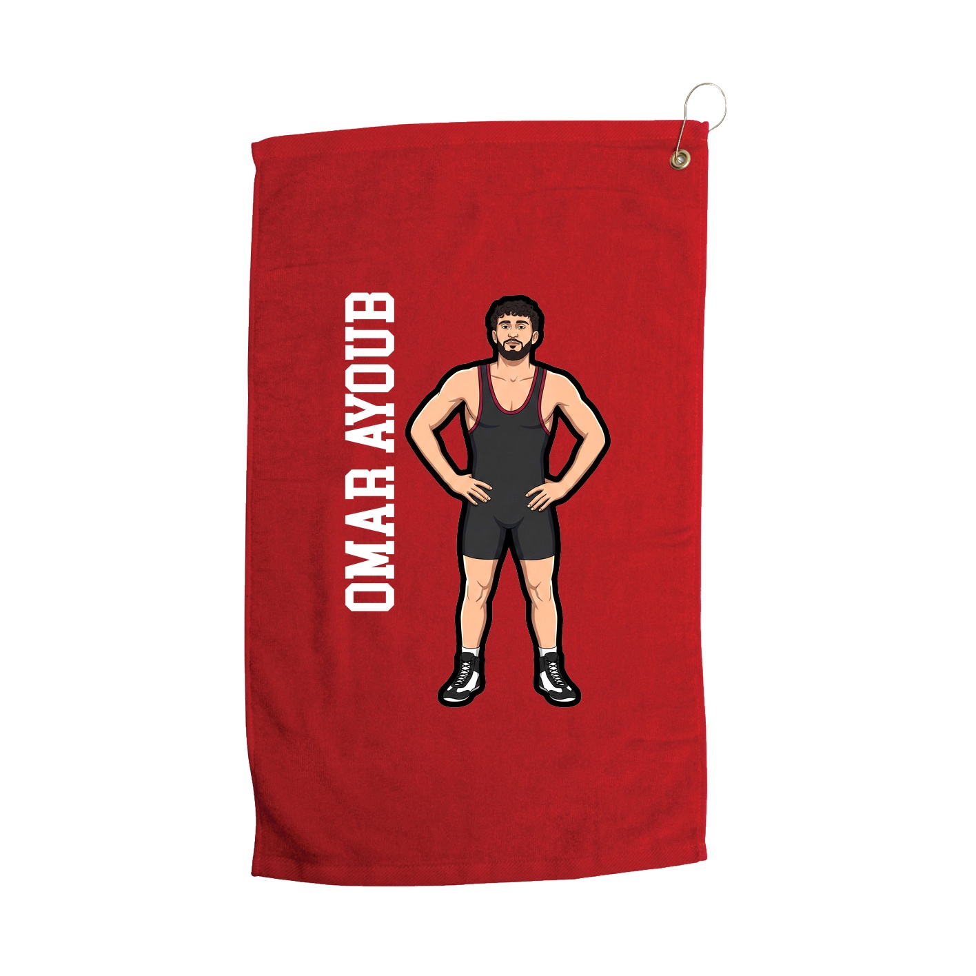 Golf Towel — Name Vertical in Red