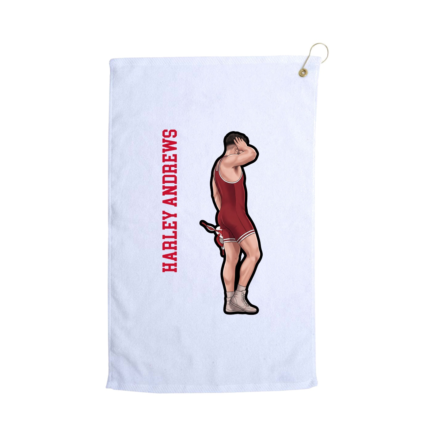Golf Towel — Name Vertical in White