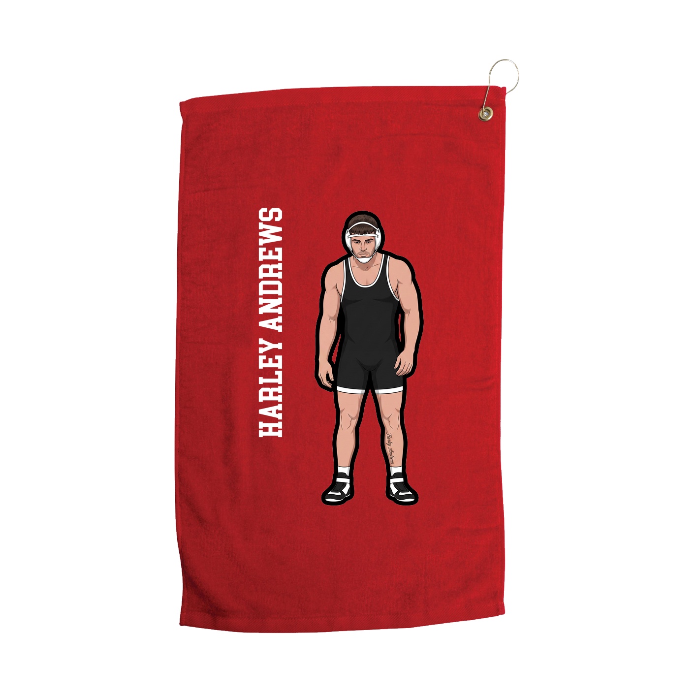Golf Towel — Name Vertical in Red