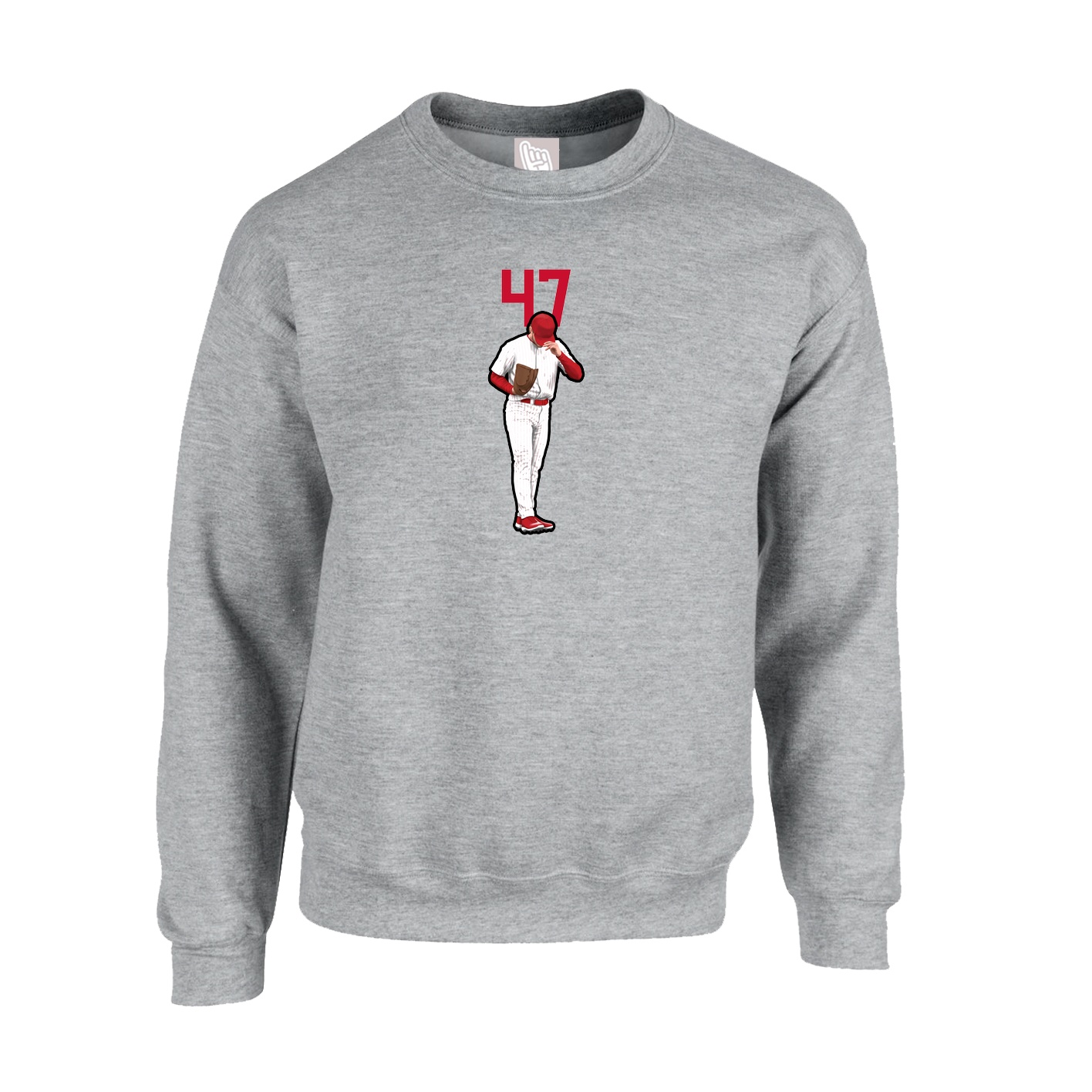 Fleece Crew — Number Top in Grey