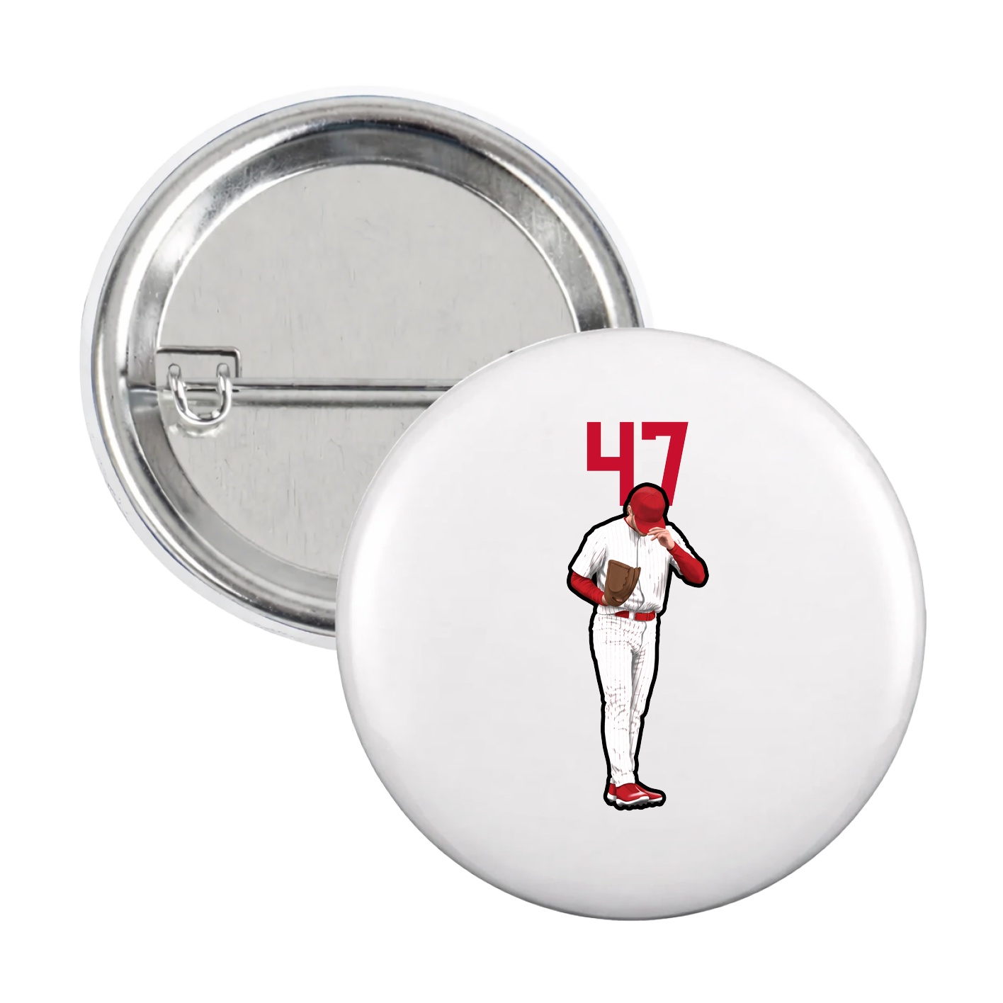Game Day Button — Number Top in White