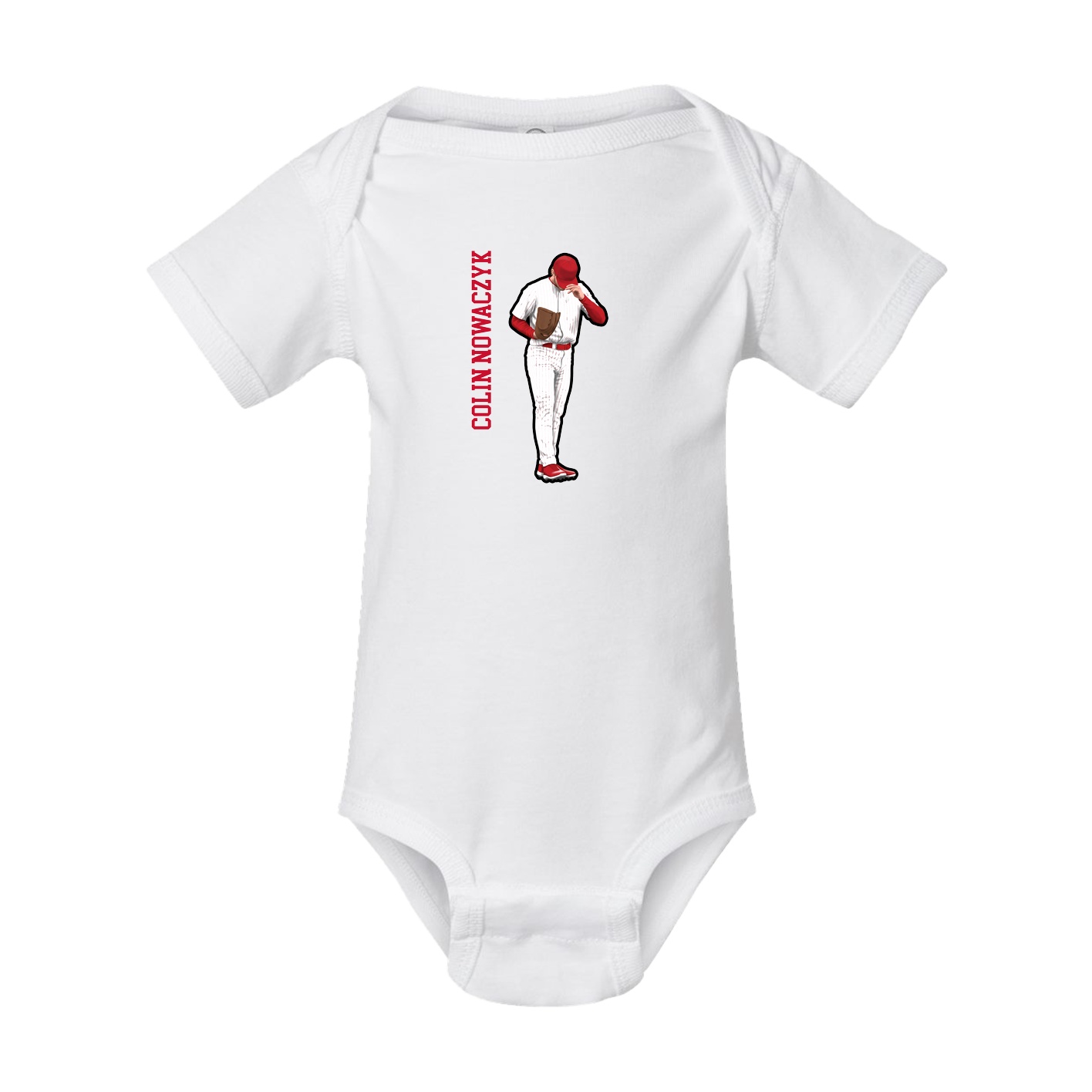 Baby Onesie — Name Vertical in White