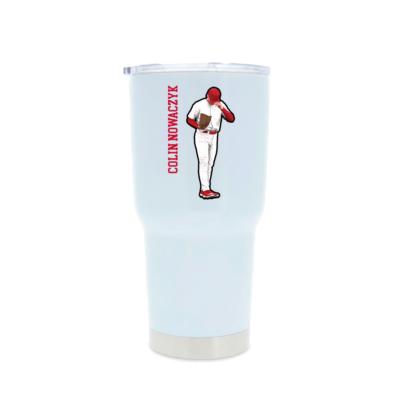 30oz Stainless Steel Tumbler — Name Vertical in White