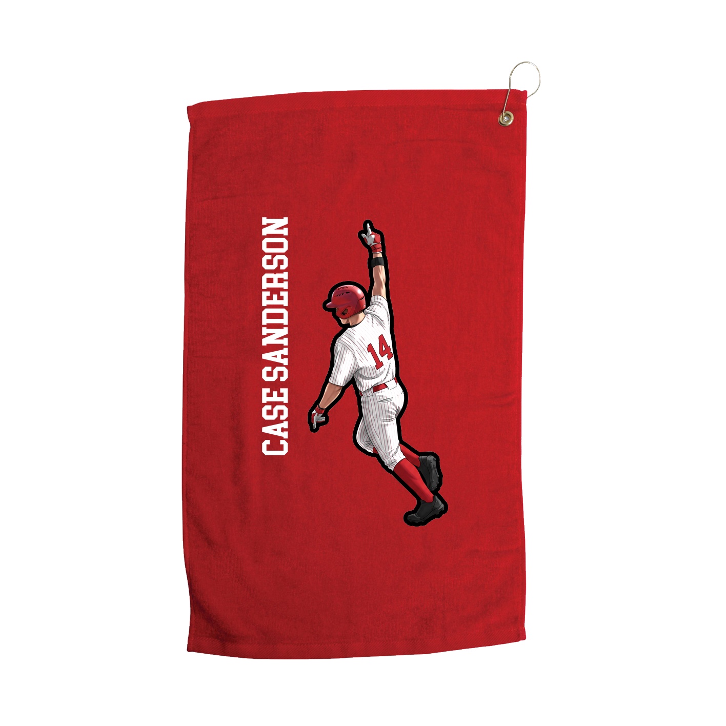 Golf Towel — Name Vertical in Red