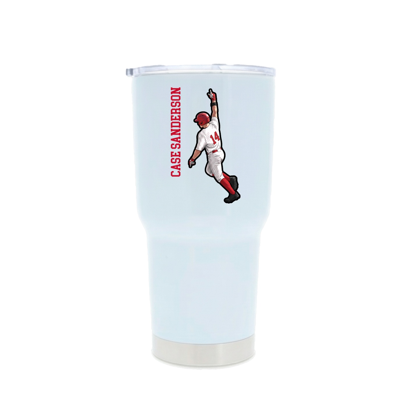 30oz Stainless Steel Tumbler — Name Vertical in White