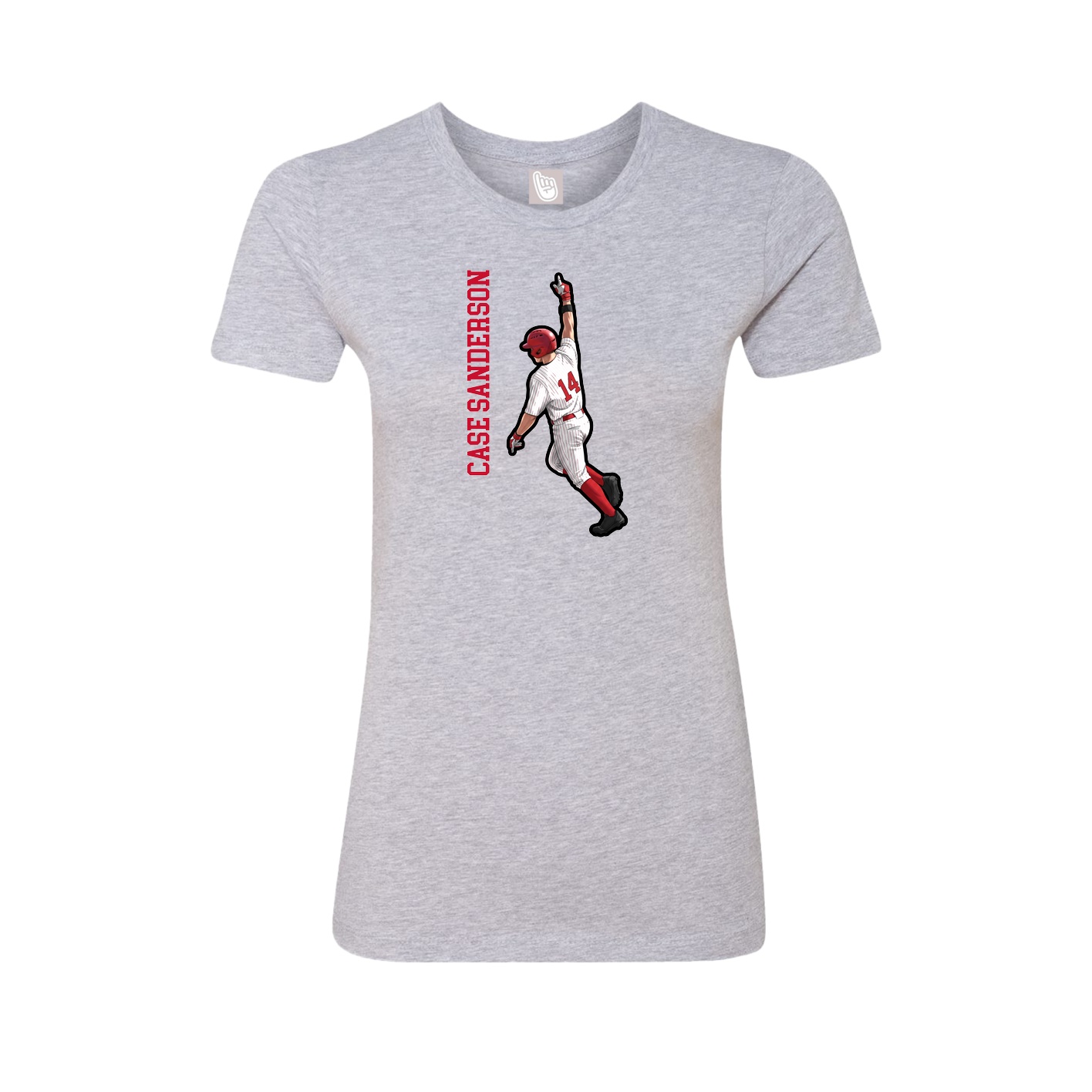 Fitted Women's Tee — Name Vertical in Grey