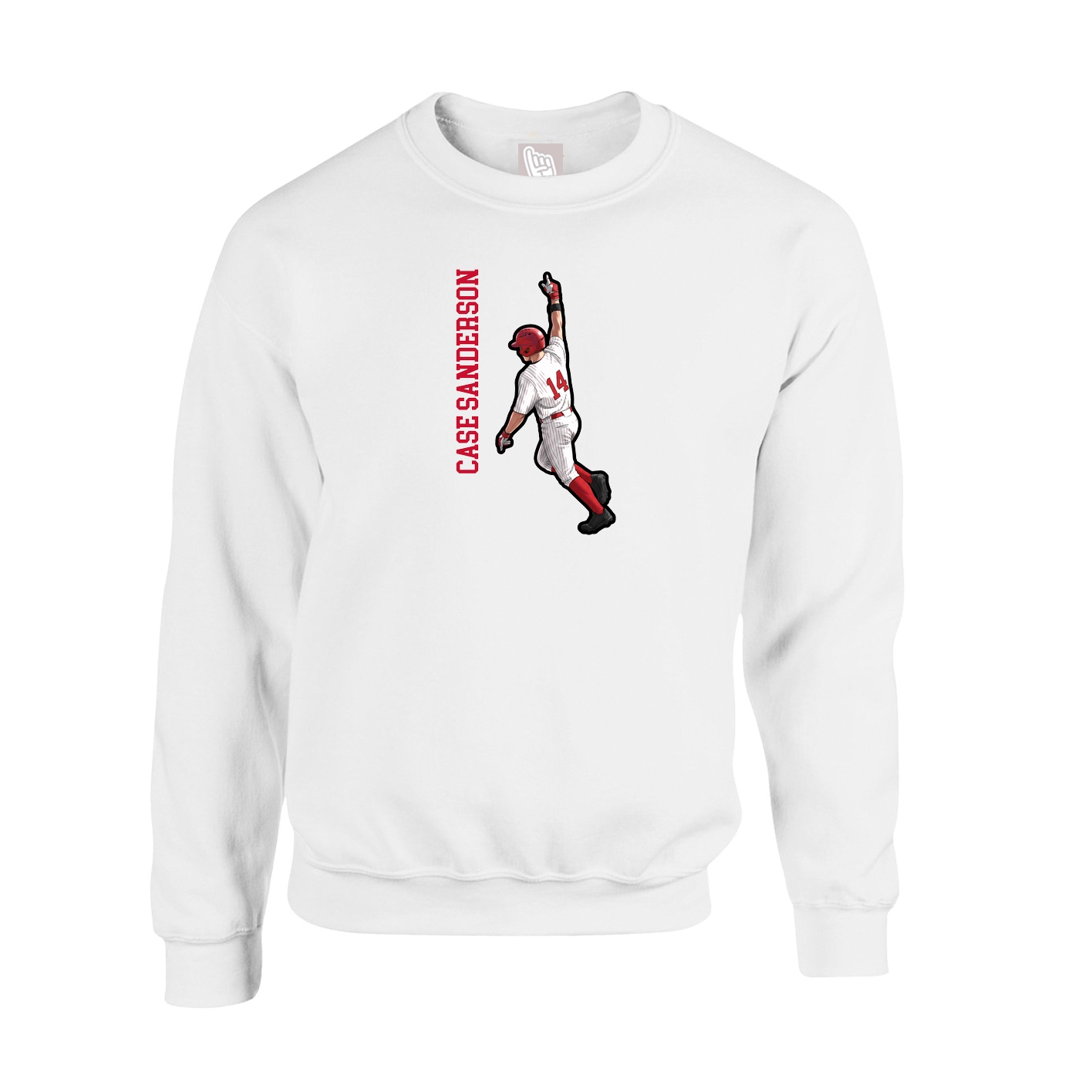 Fleece Crew — Name Vertical in White