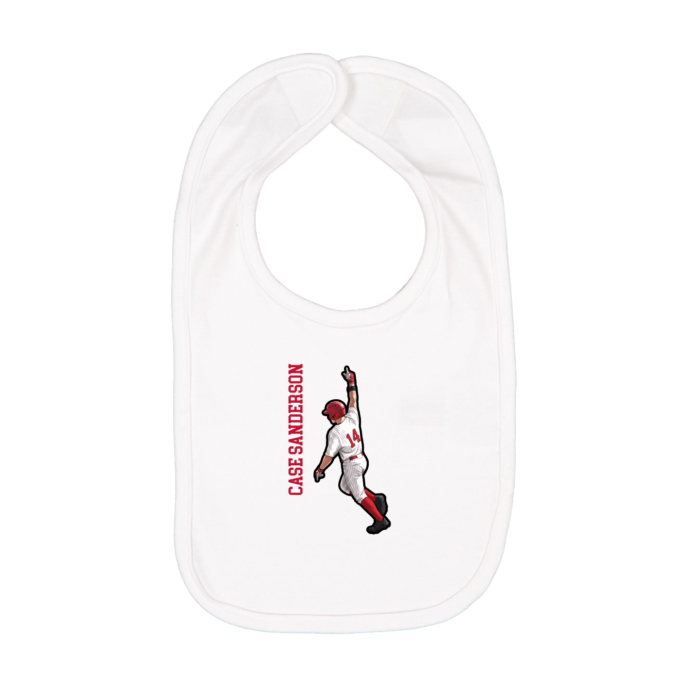 Infant Bib — Name Vertical in White