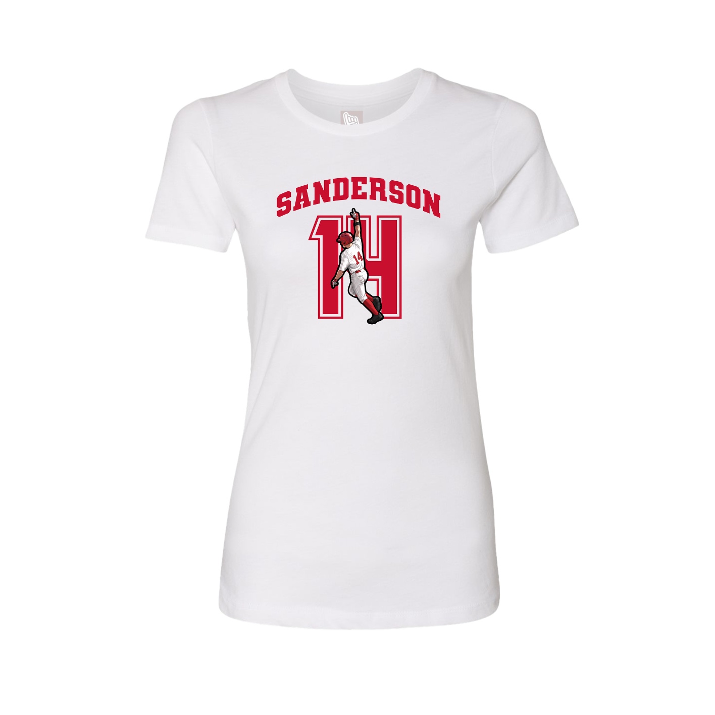 Fitted Women's Tee — Number in White