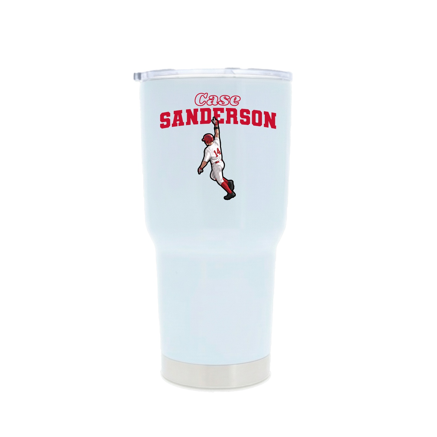 30oz Stainless Steel Tumbler — Name Arch in White