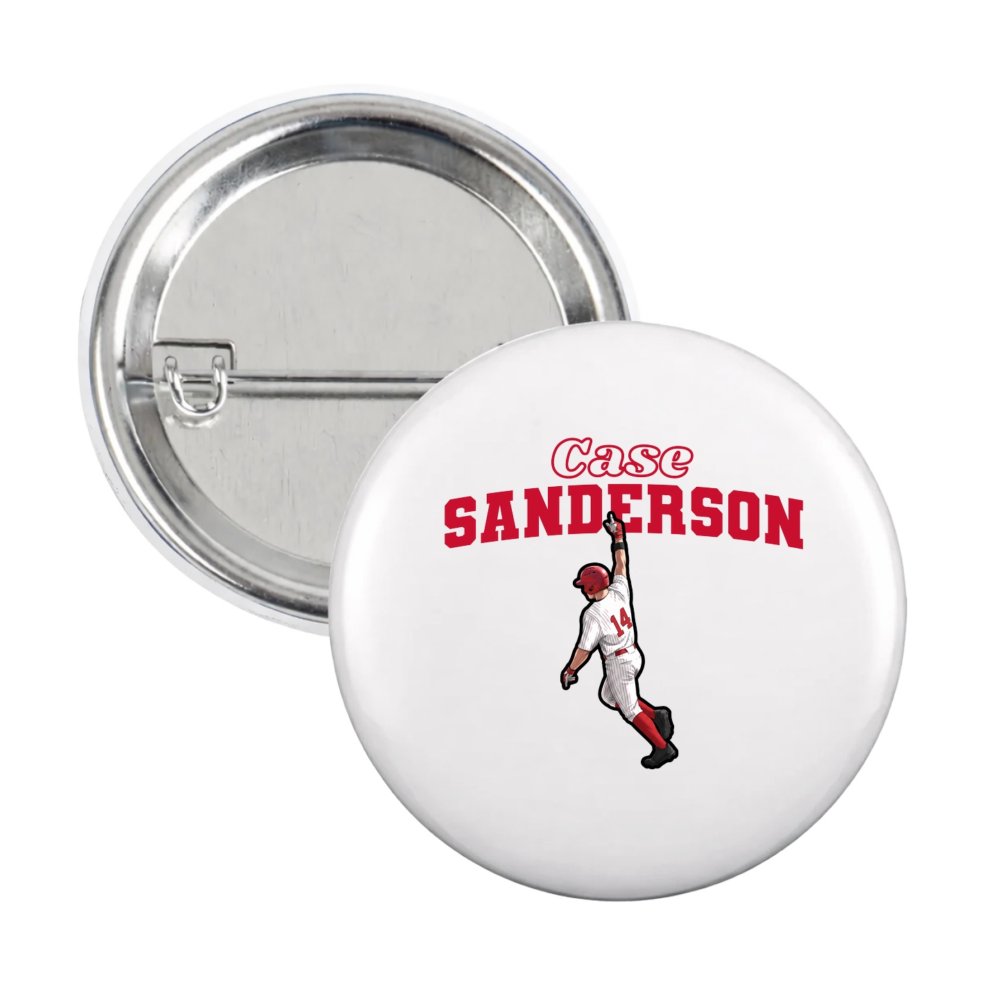 Game Day Button — Name Arch in White