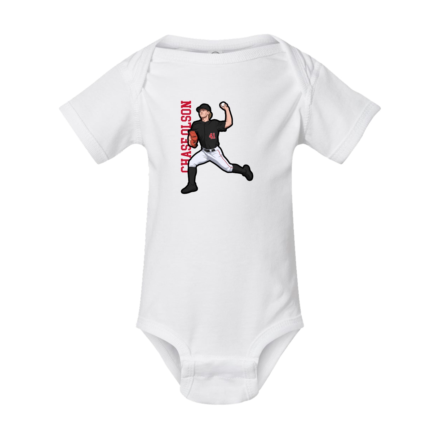 Baby Onesie — Name Vertical in White