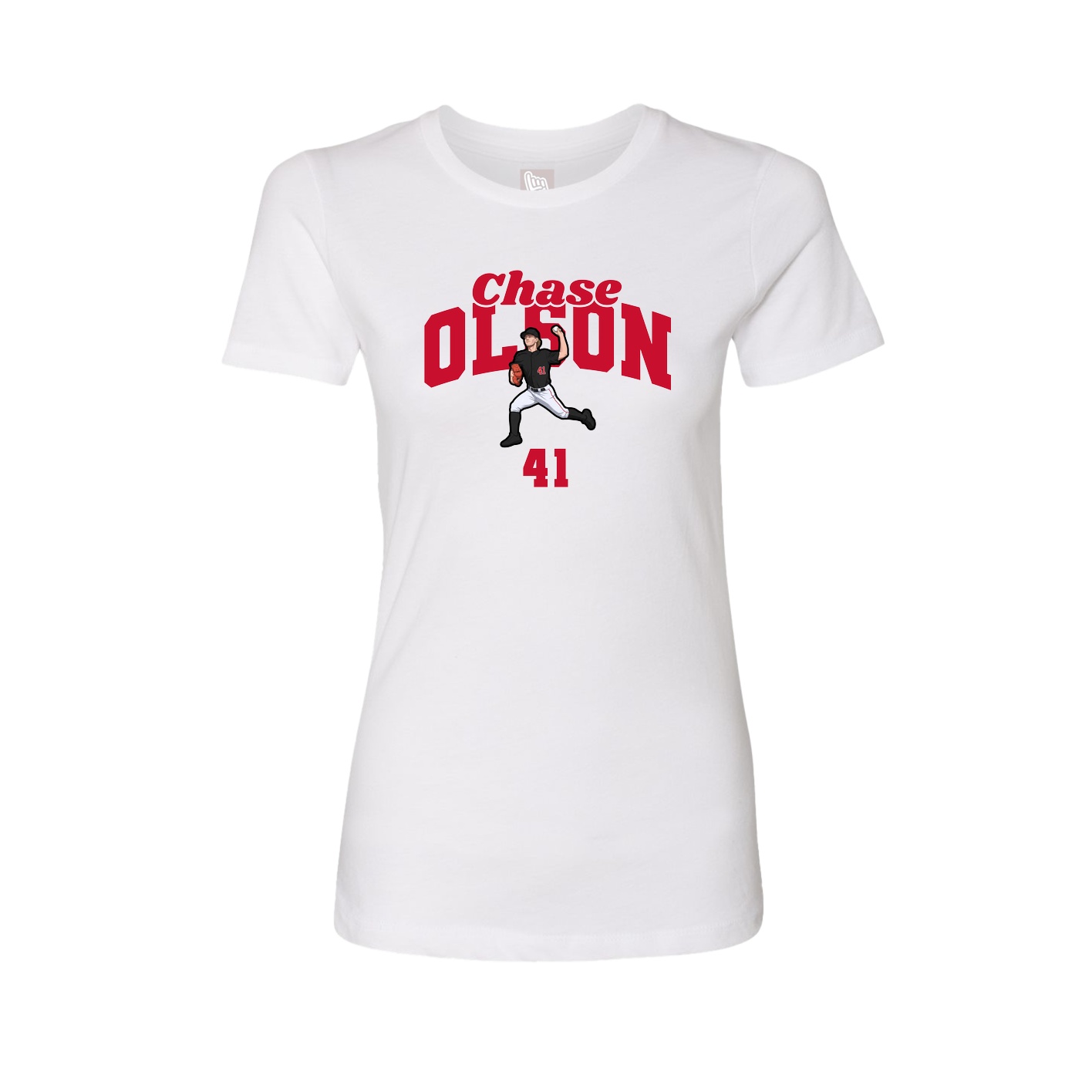 Fitted Women's Tee — Signature Arch in White