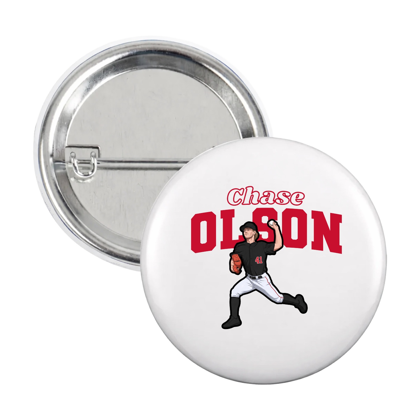 Game Day Button — Name Arch in White