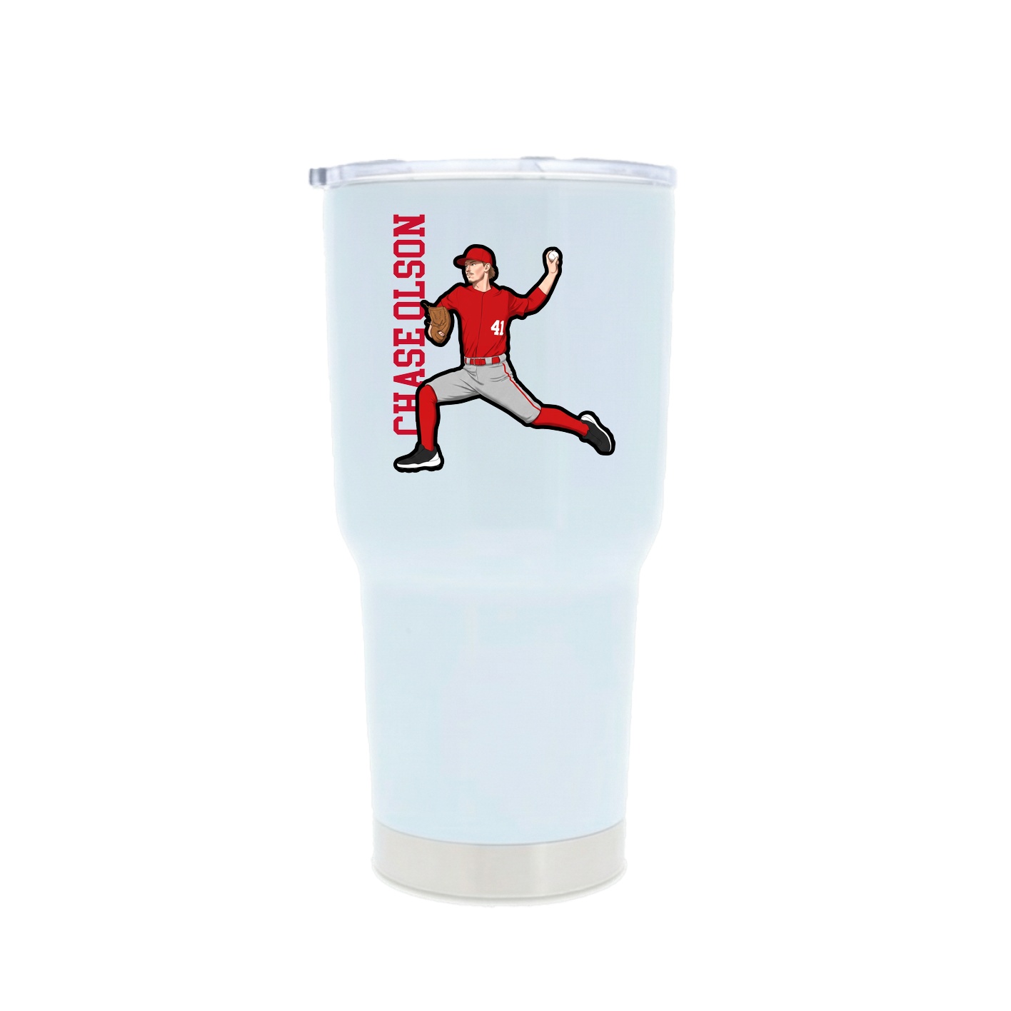 30oz Stainless Steel Tumbler — Name Vertical in White