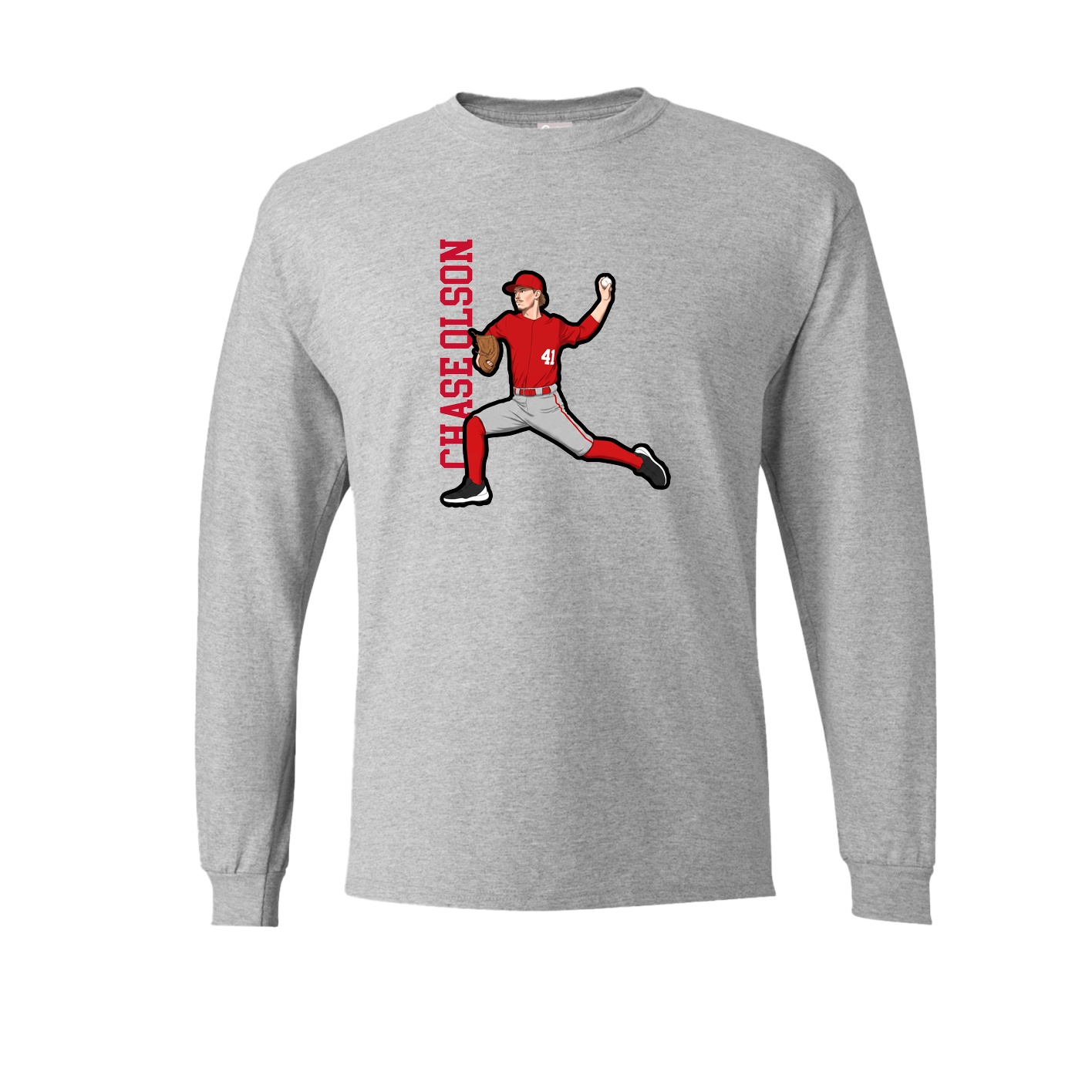 Long Sleeve Tee — Name Vertical in Grey