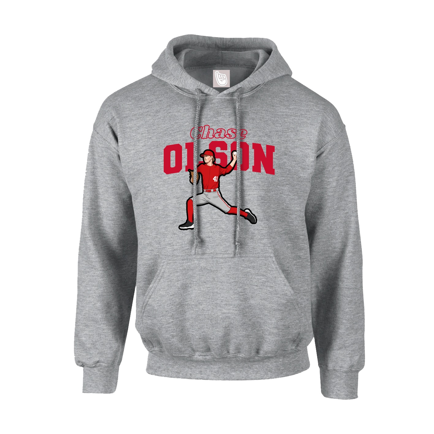 Youth Hoodie — Name Arch in Grey
