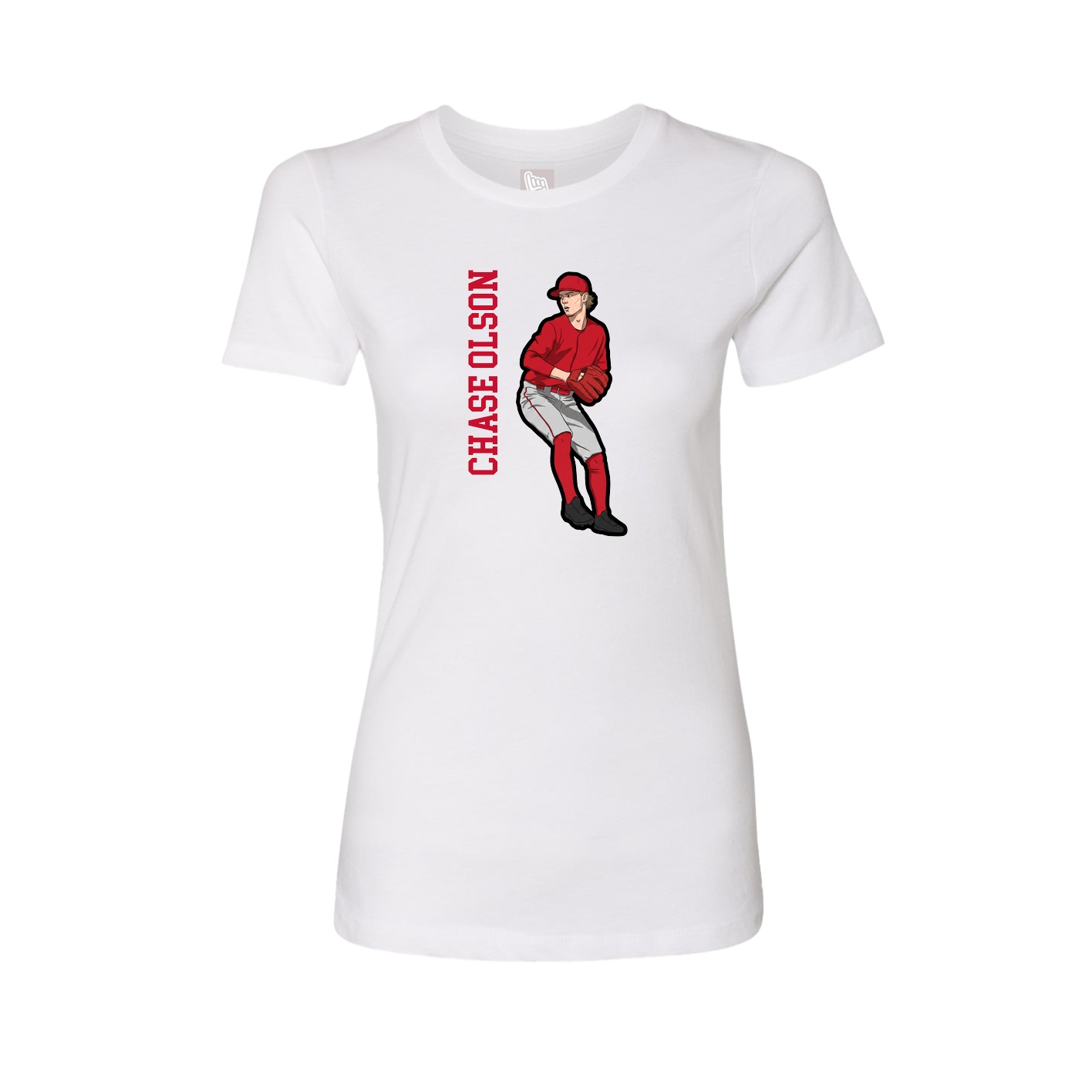 Womens Tee — Name Vertical in White