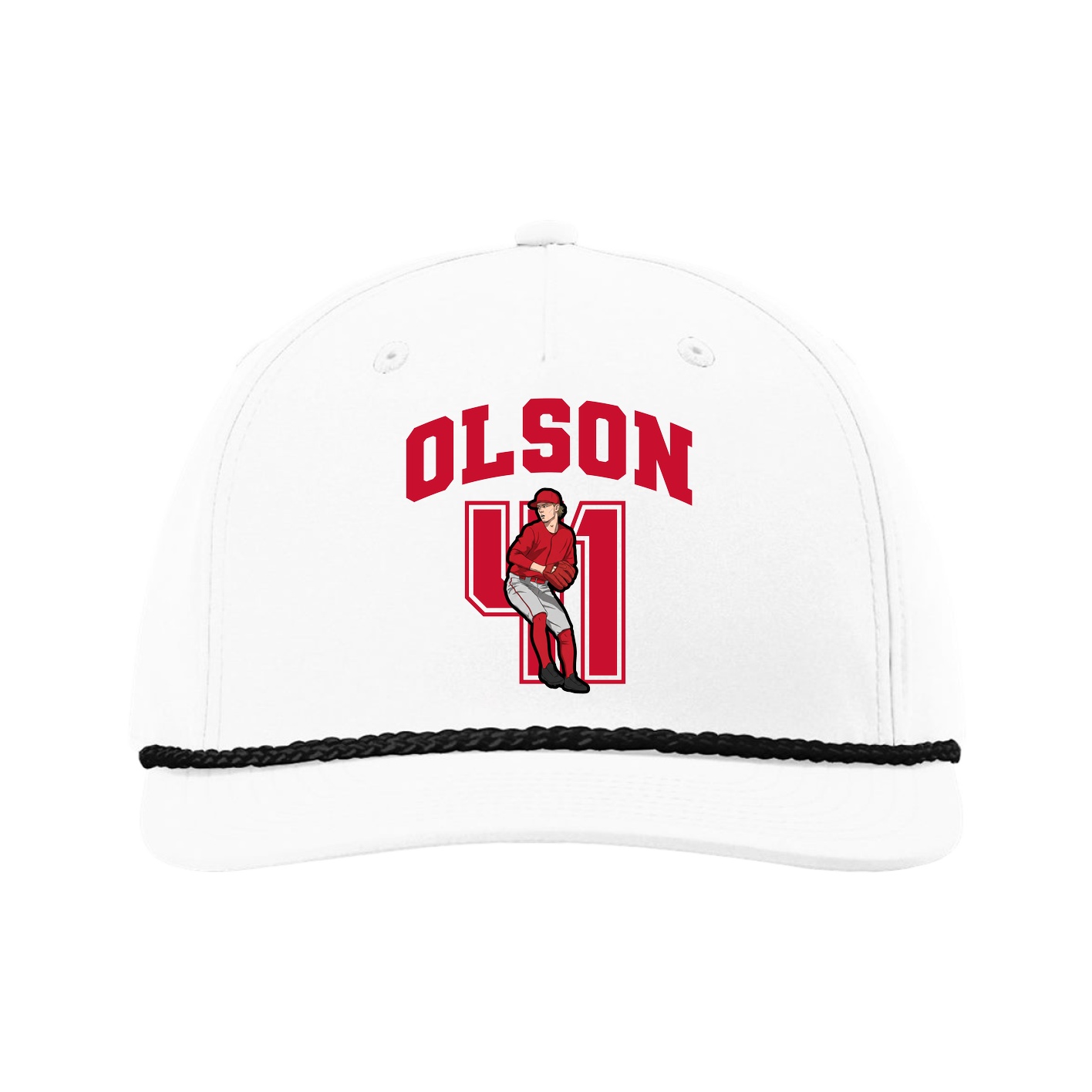 Five-Panel Classic Rope Cap — Number in White