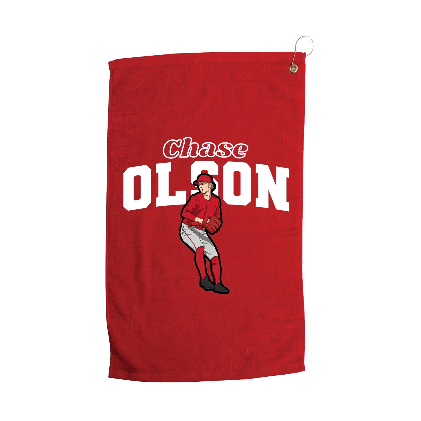 Golf Towel — Name Arch in Red