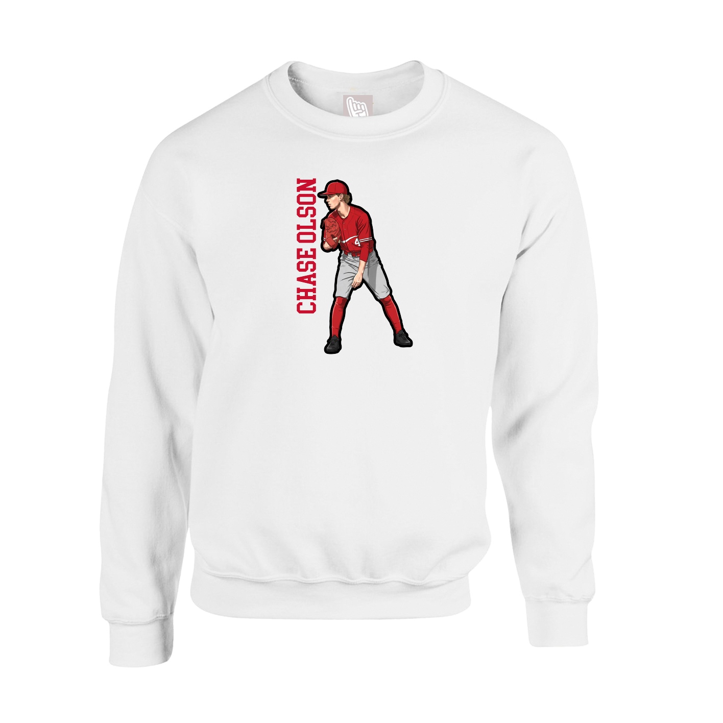 Fleece Crew — Name Vertical in White
