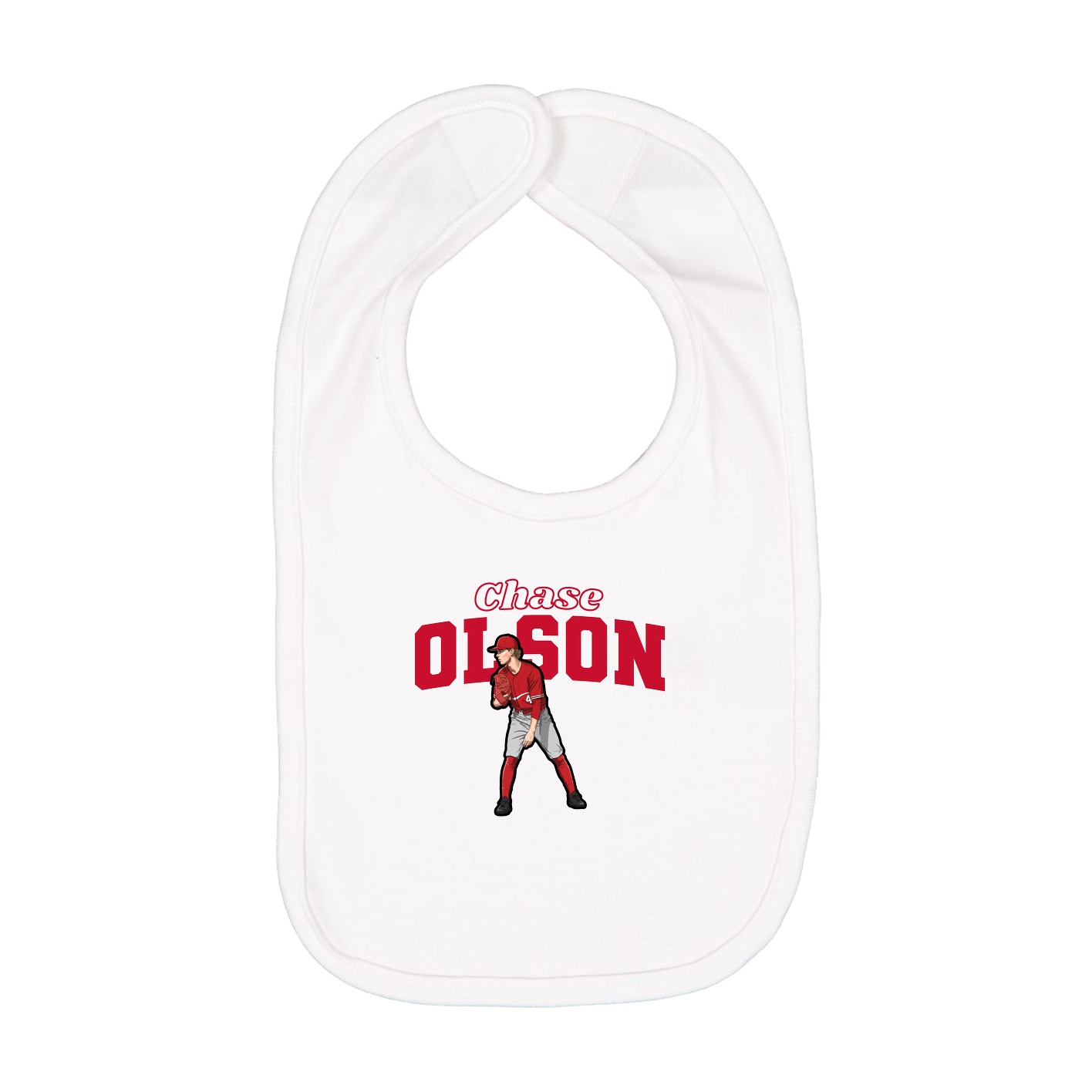Infant Bib — Name Arch in White